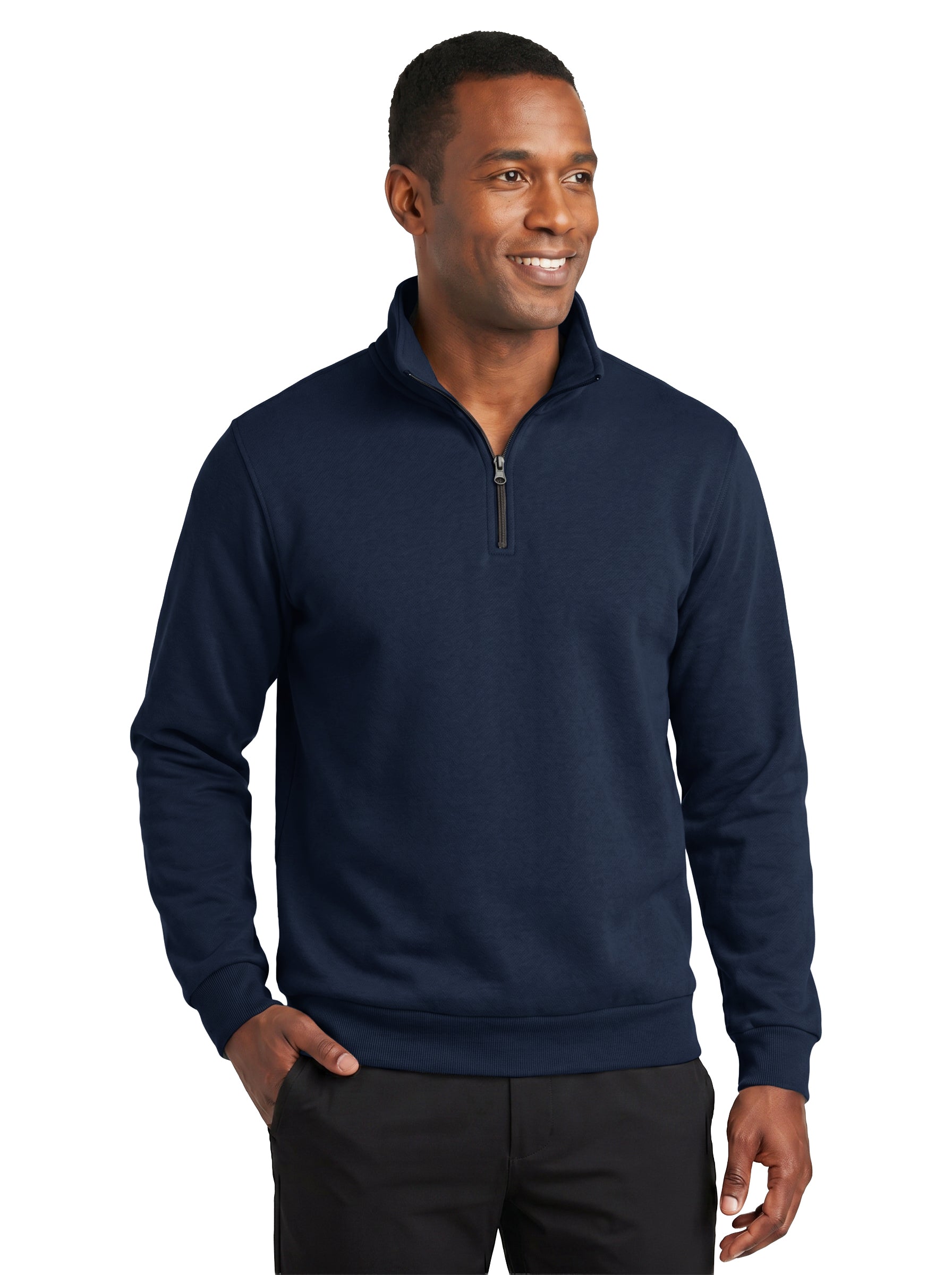 1741-CVC Men's Cotton Polyester Fleece ¼ Zip Pullover