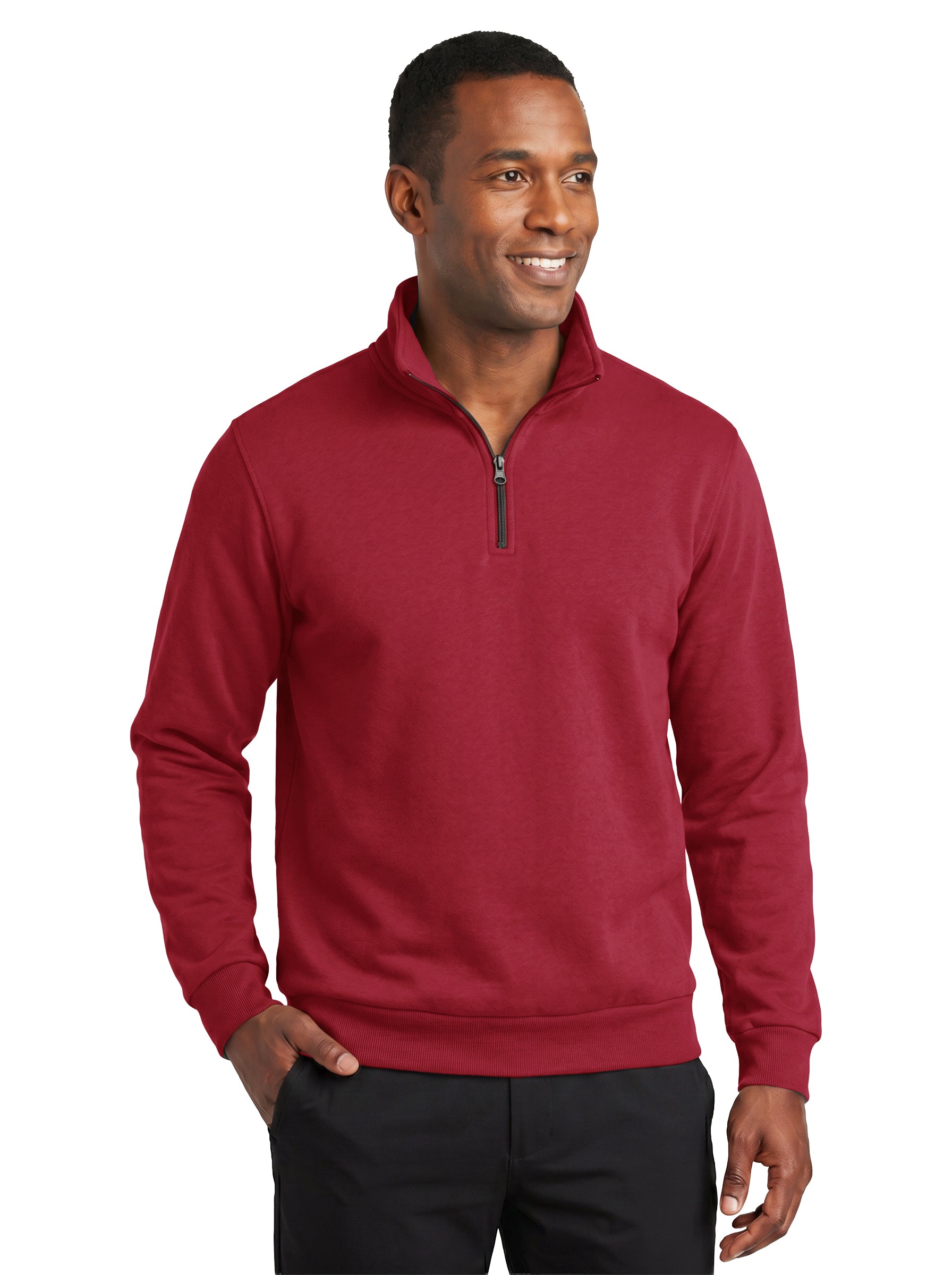 1741-CVC Men's Cotton Polyester Fleece ¼ Zip Pullover