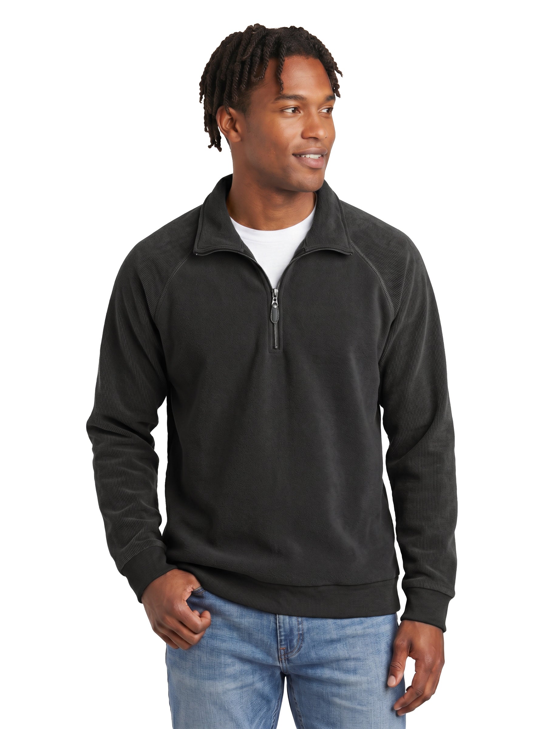 1742-CBF Men's Corduroy Bonded Fleece ¼ Zip Pullover