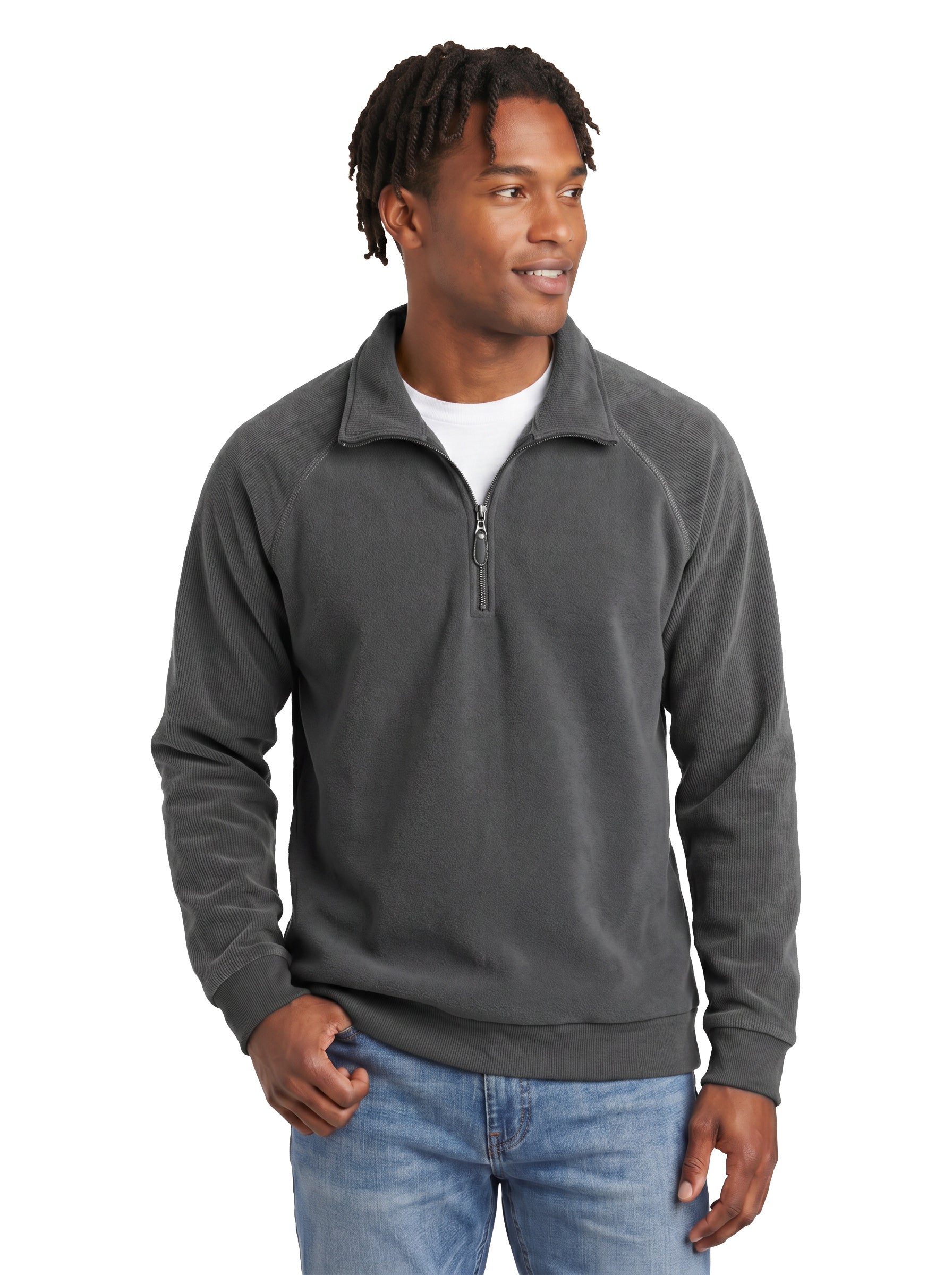 1742-CBF Men's Corduroy Bonded Fleece ¼ Zip Pullover