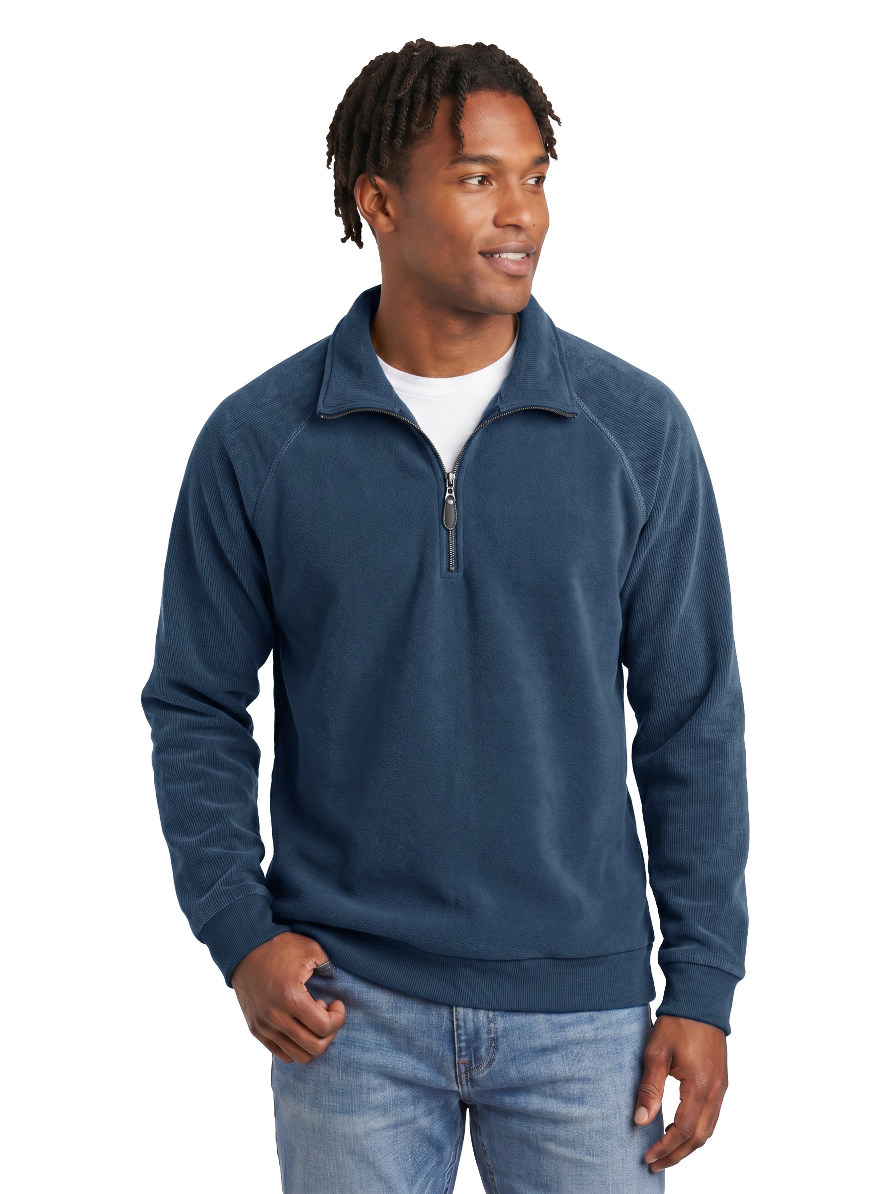 1742-CBF Men's Corduroy Bonded Fleece ¼ Zip Pullover