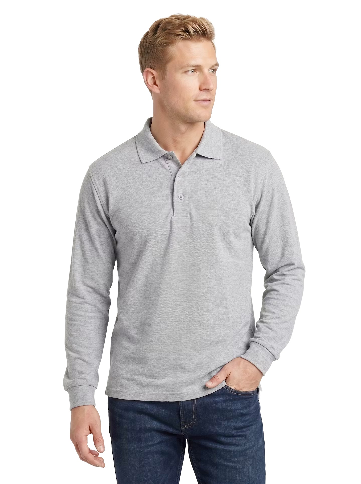 2404-PKS Men's Cotton Stretch Pique Long Sleeve Polo