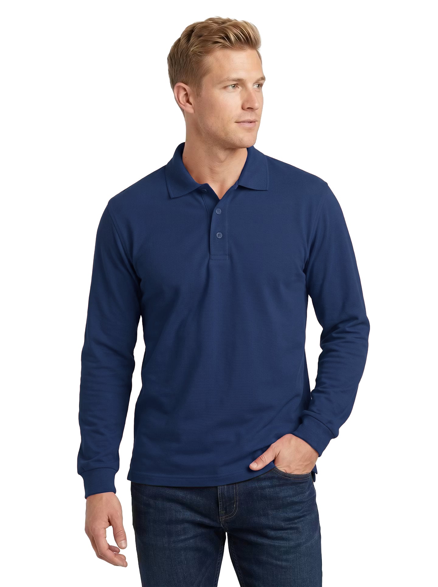 2404-PKS Men's Cotton Stretch Pique Long Sleeve Polo