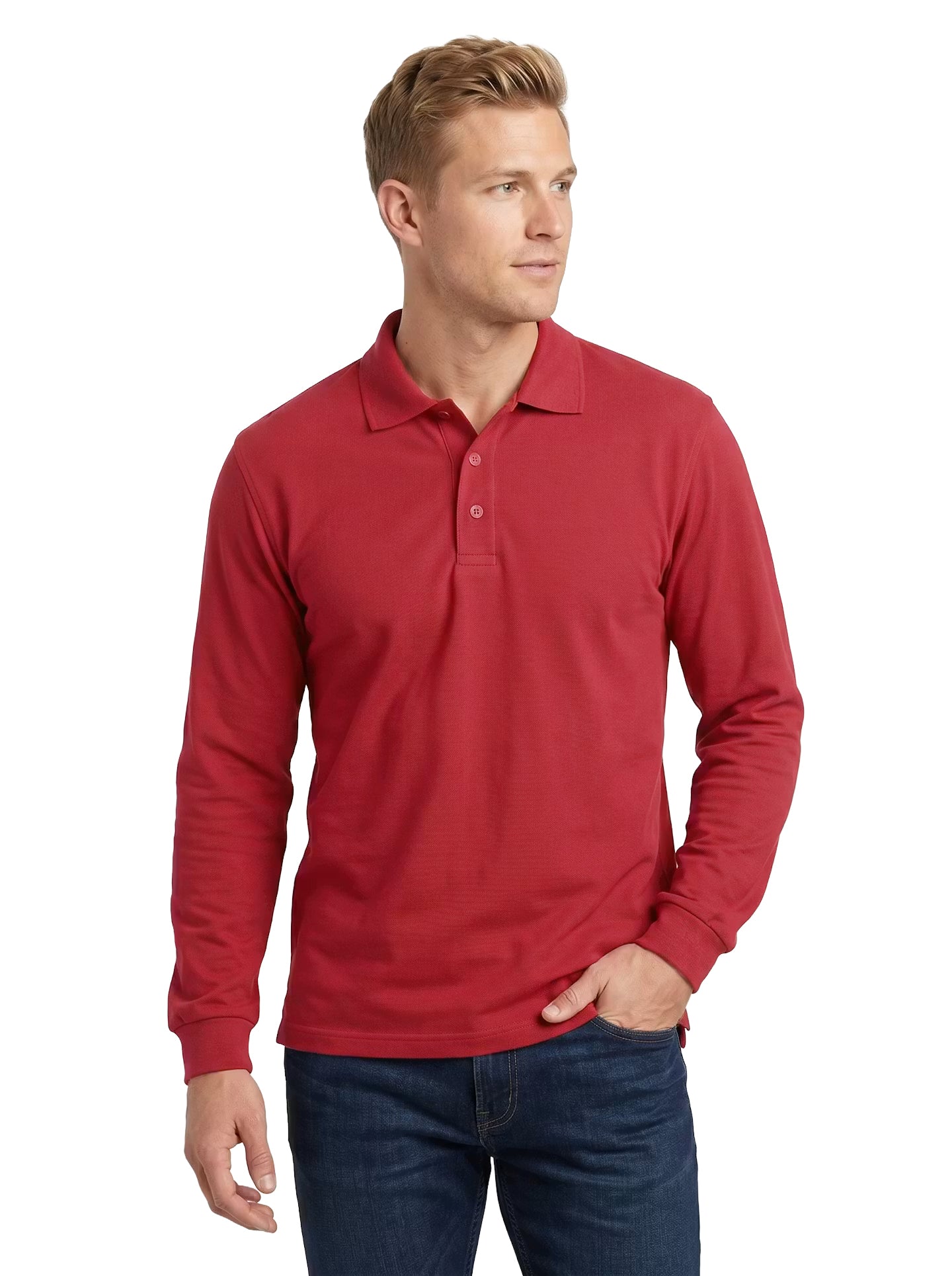 2404-PKS Men's Cotton Stretch Pique Long Sleeve Polo