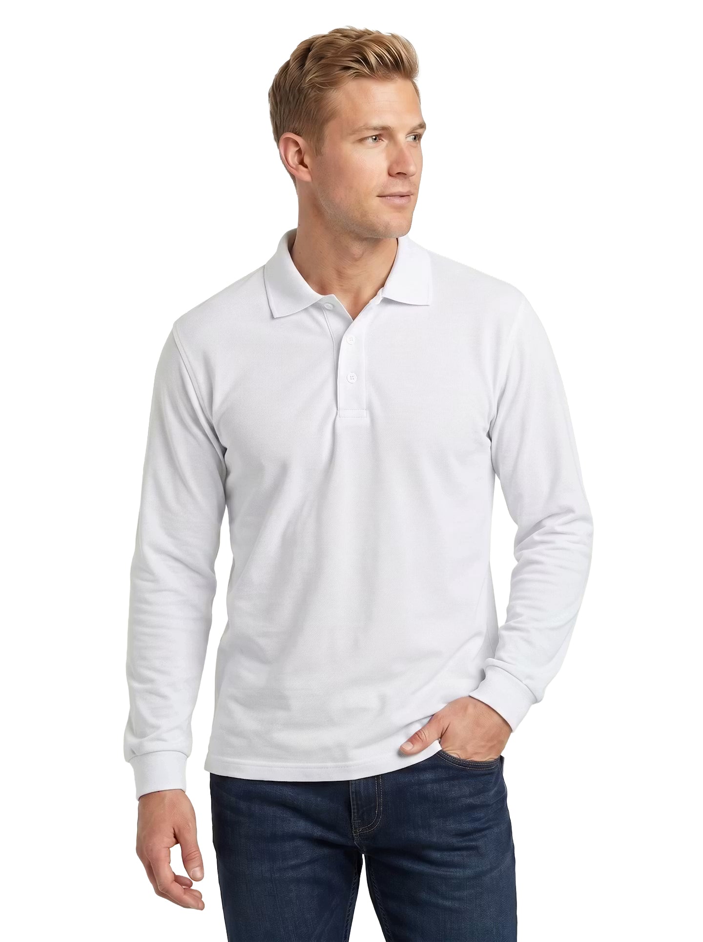 2404-PKS Men's Cotton Stretch Pique Long Sleeve Polo