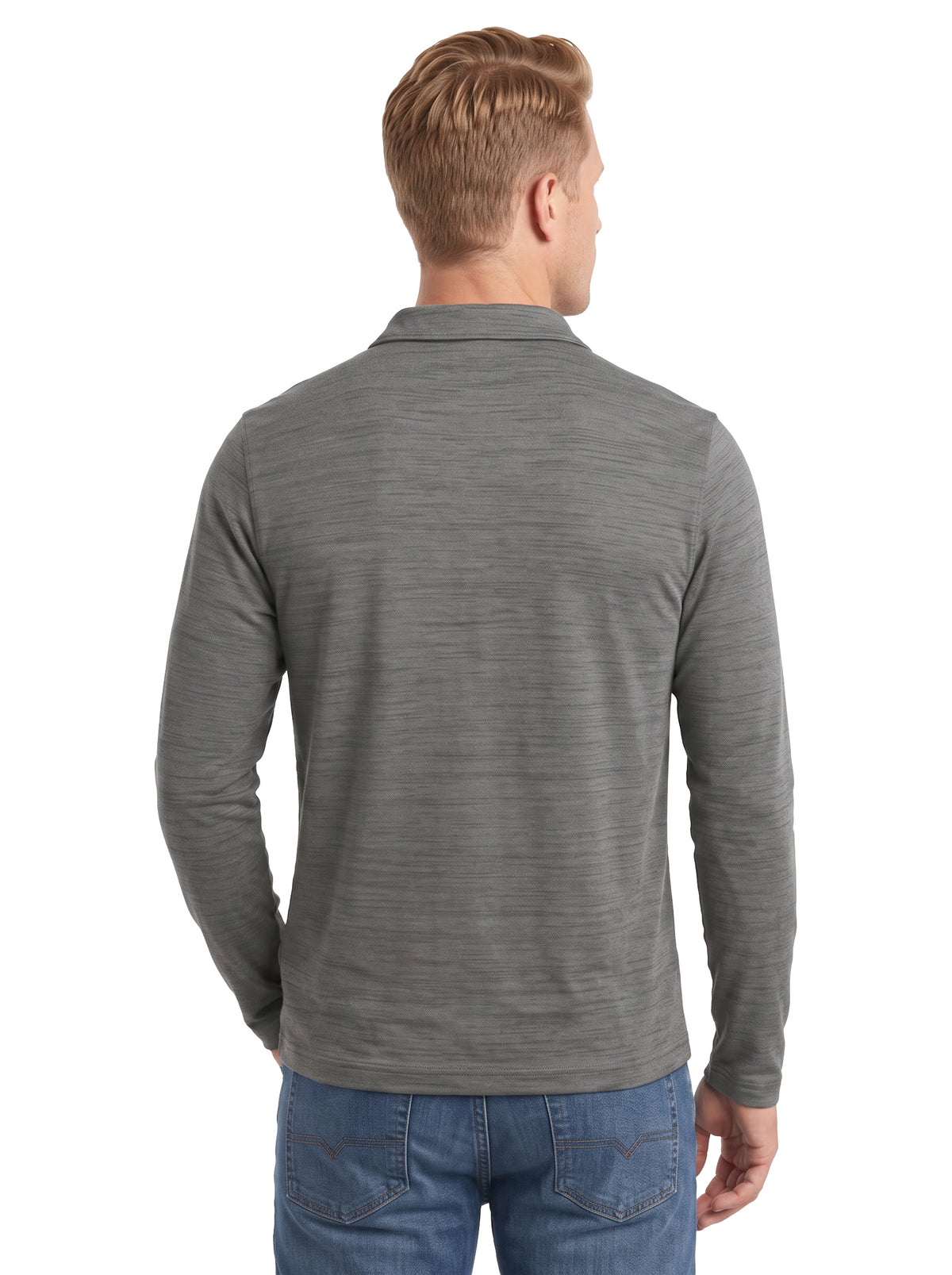 2480-TSJ Men's Tiger Stripe Jersey Long Sleeve ¼ Zip Polo