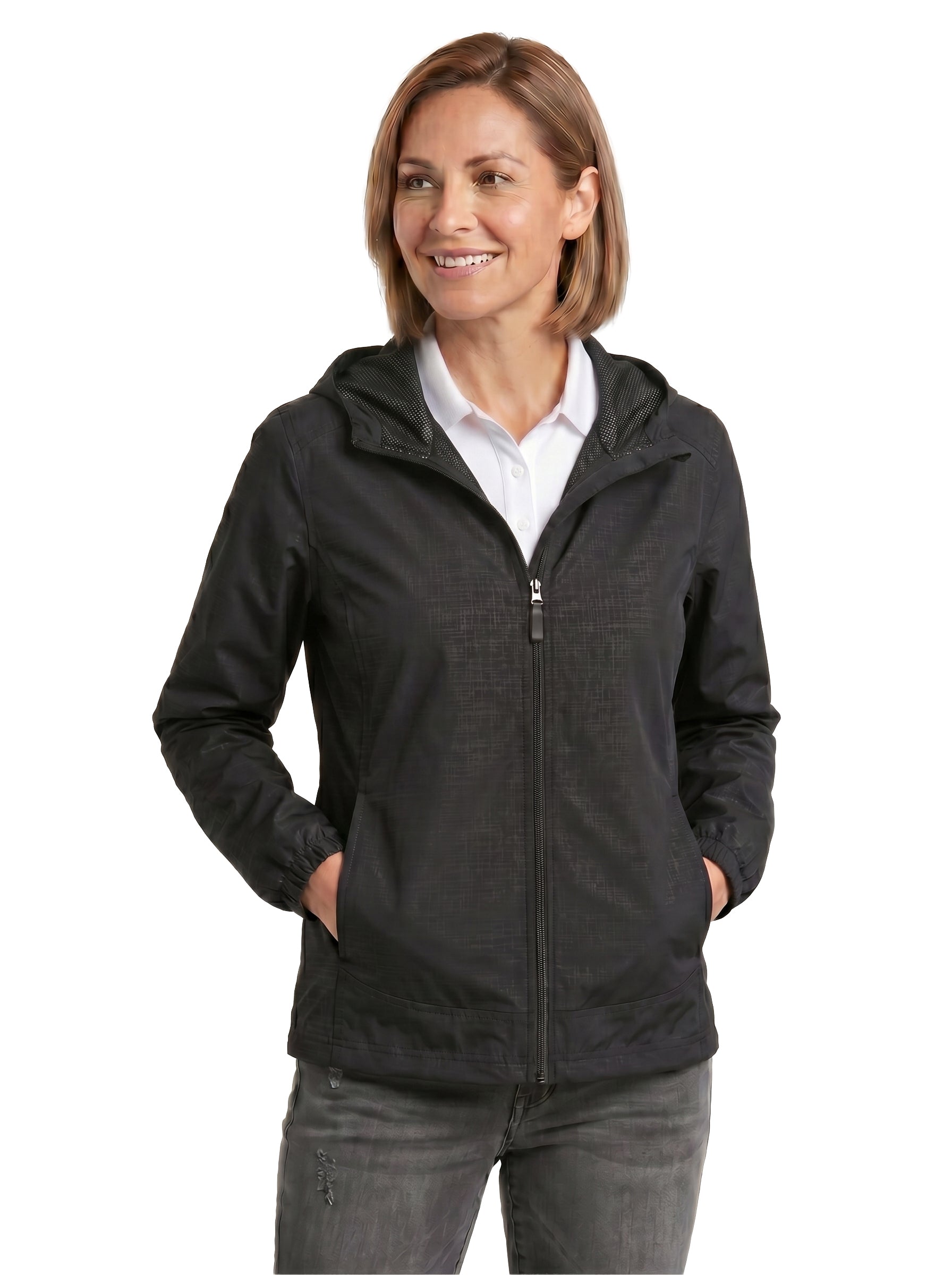 306-WBK Women's Full Zip Hooded Wind Jacket