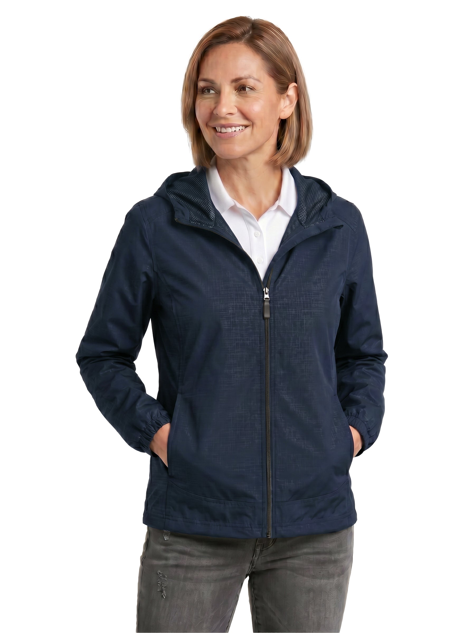 306-WBK Women's Full Zip Hooded Wind Jacket