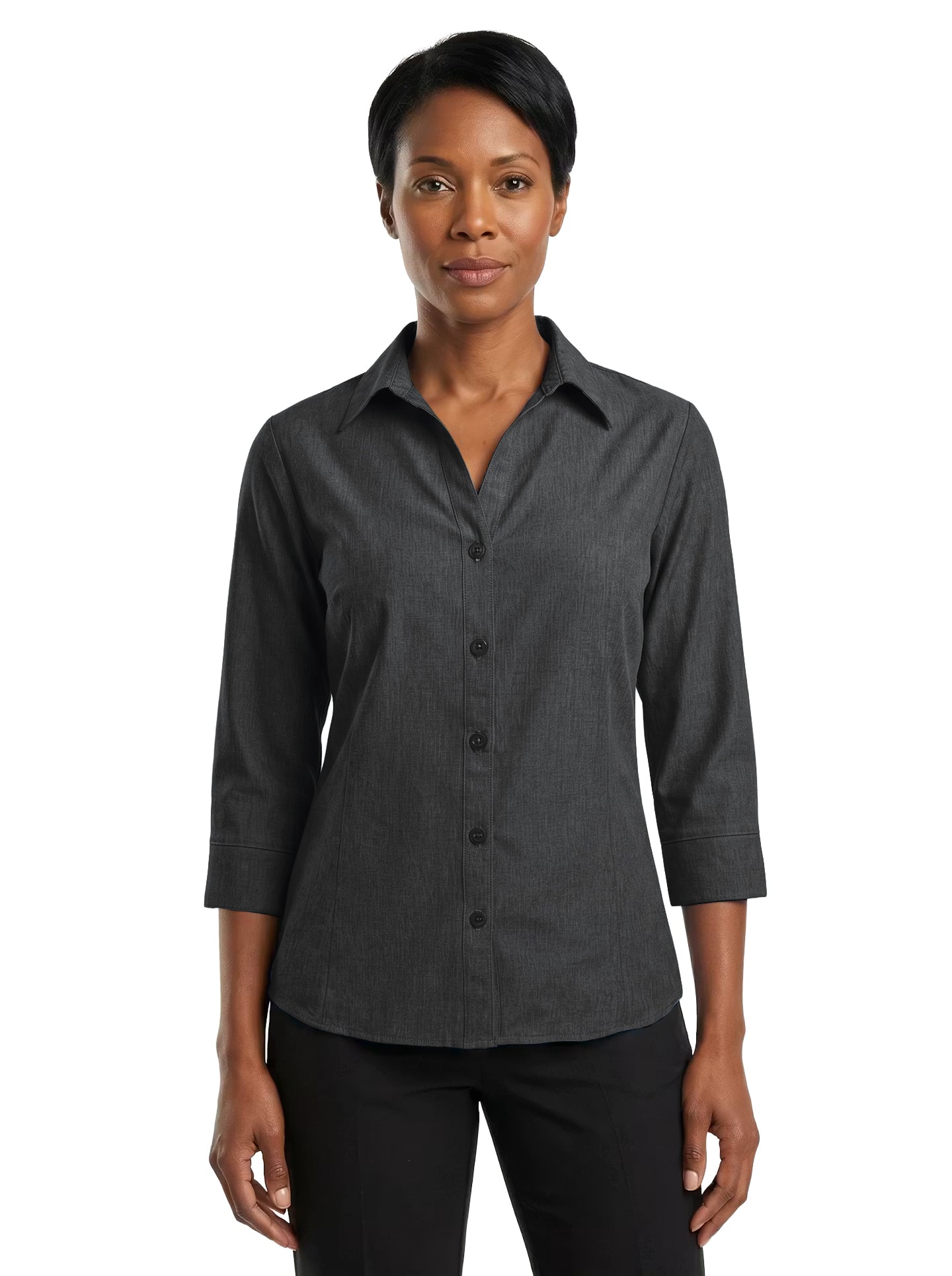 315-CBS Women's Chambray 3/4 Dress Shirt
