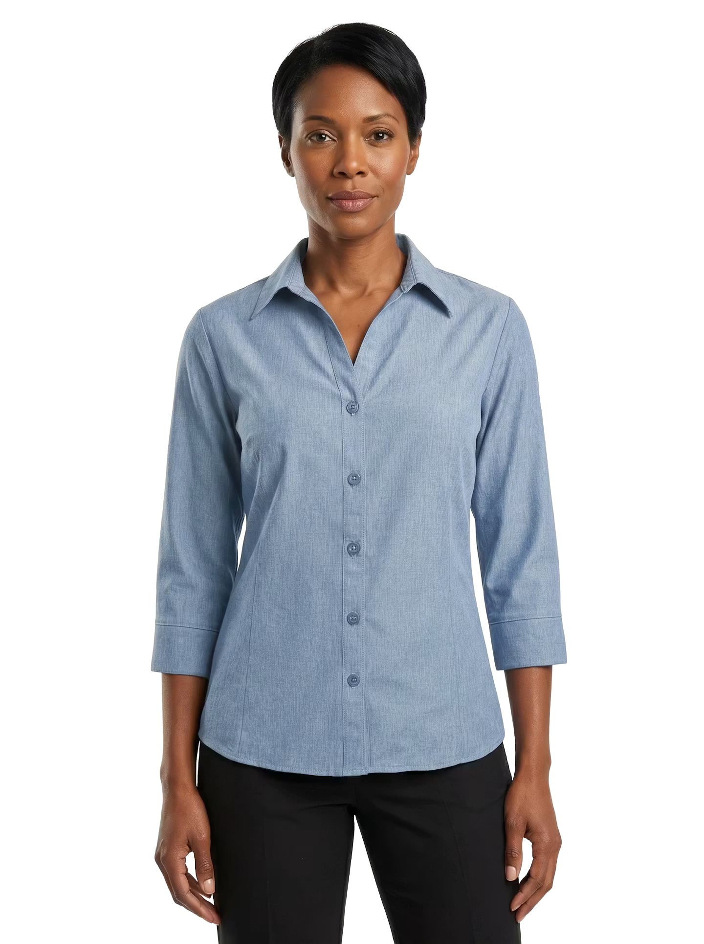 315-CBS Women's Chambray 3/4 Dress Shirt