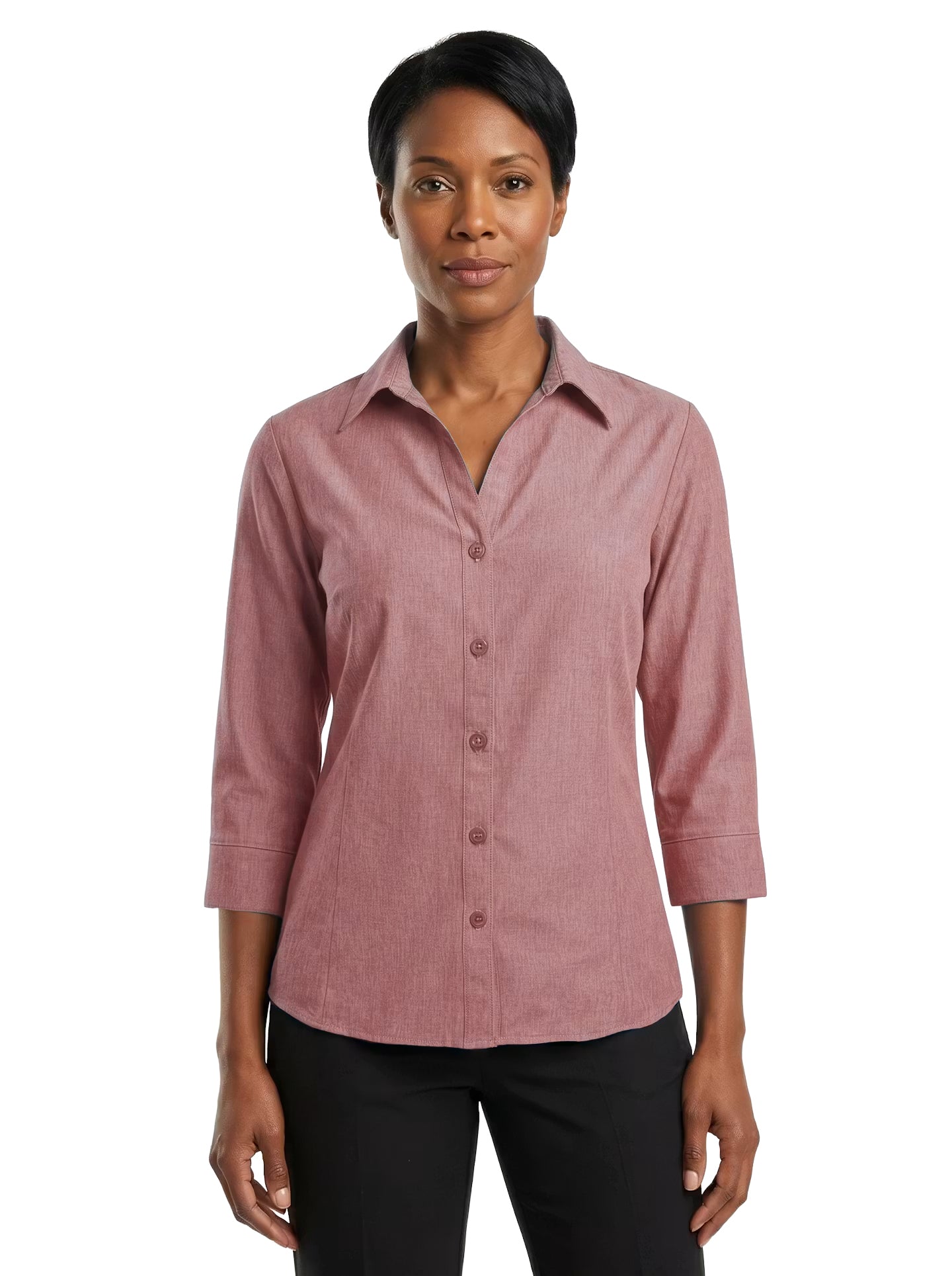 315-CBS Women's Chambray 3/4 Dress Shirt