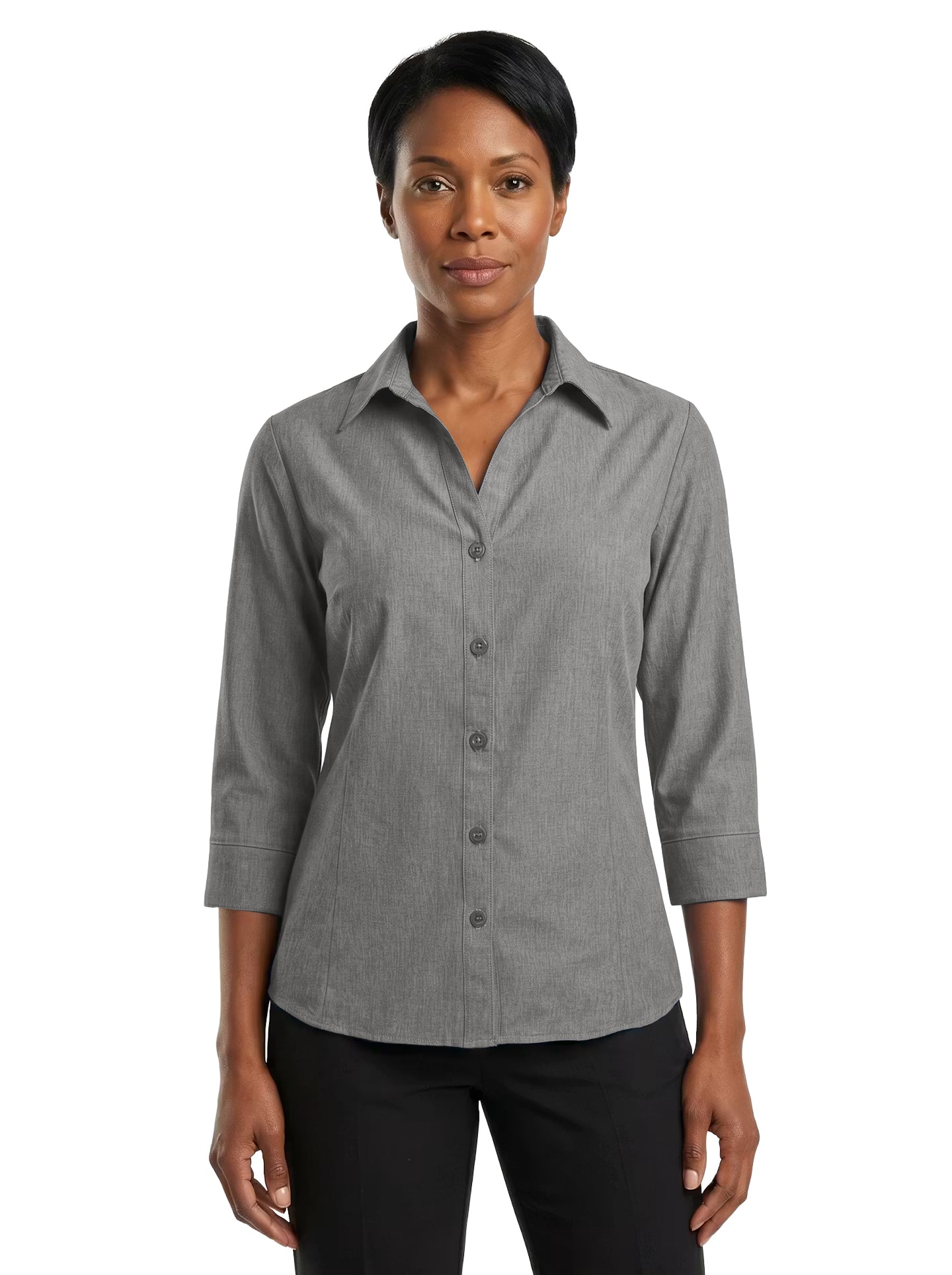 315-CBS Women's Chambray 3/4 Dress Shirt