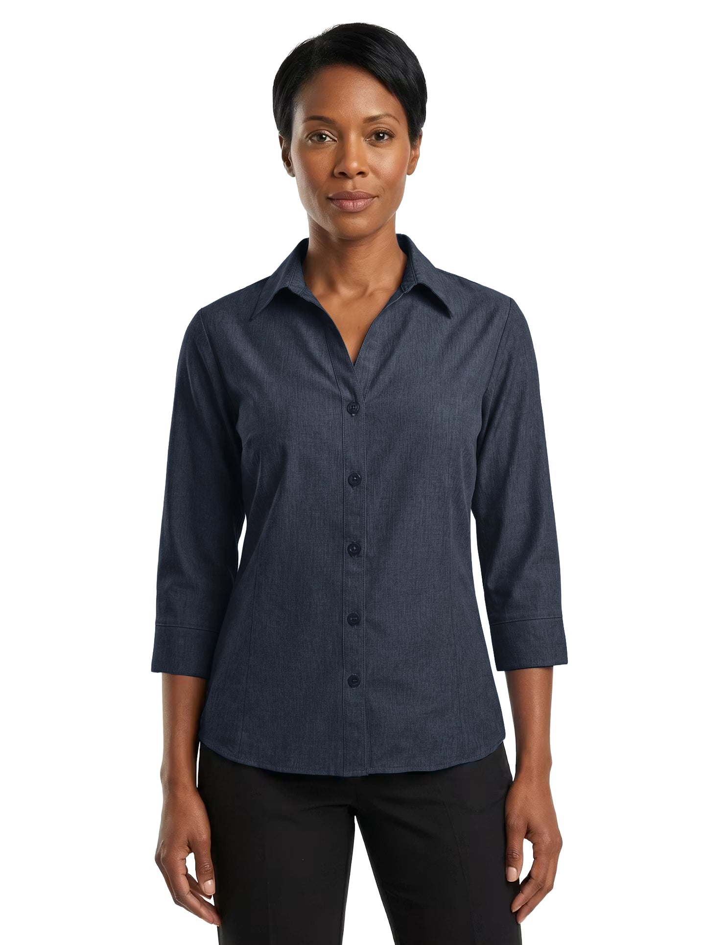 315-CBS Women's Chambray 3/4 Dress Shirt