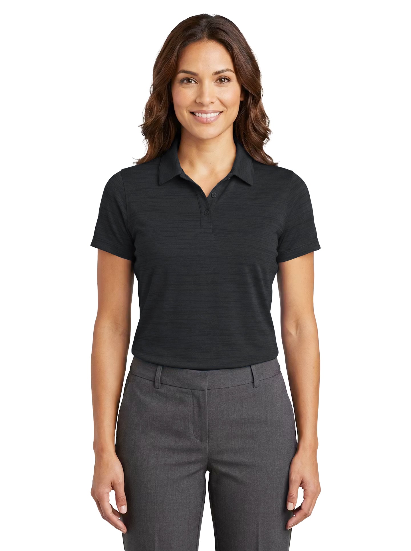 380-TSJ Women's Tiger Stripe Jersey Y-Placket Polo