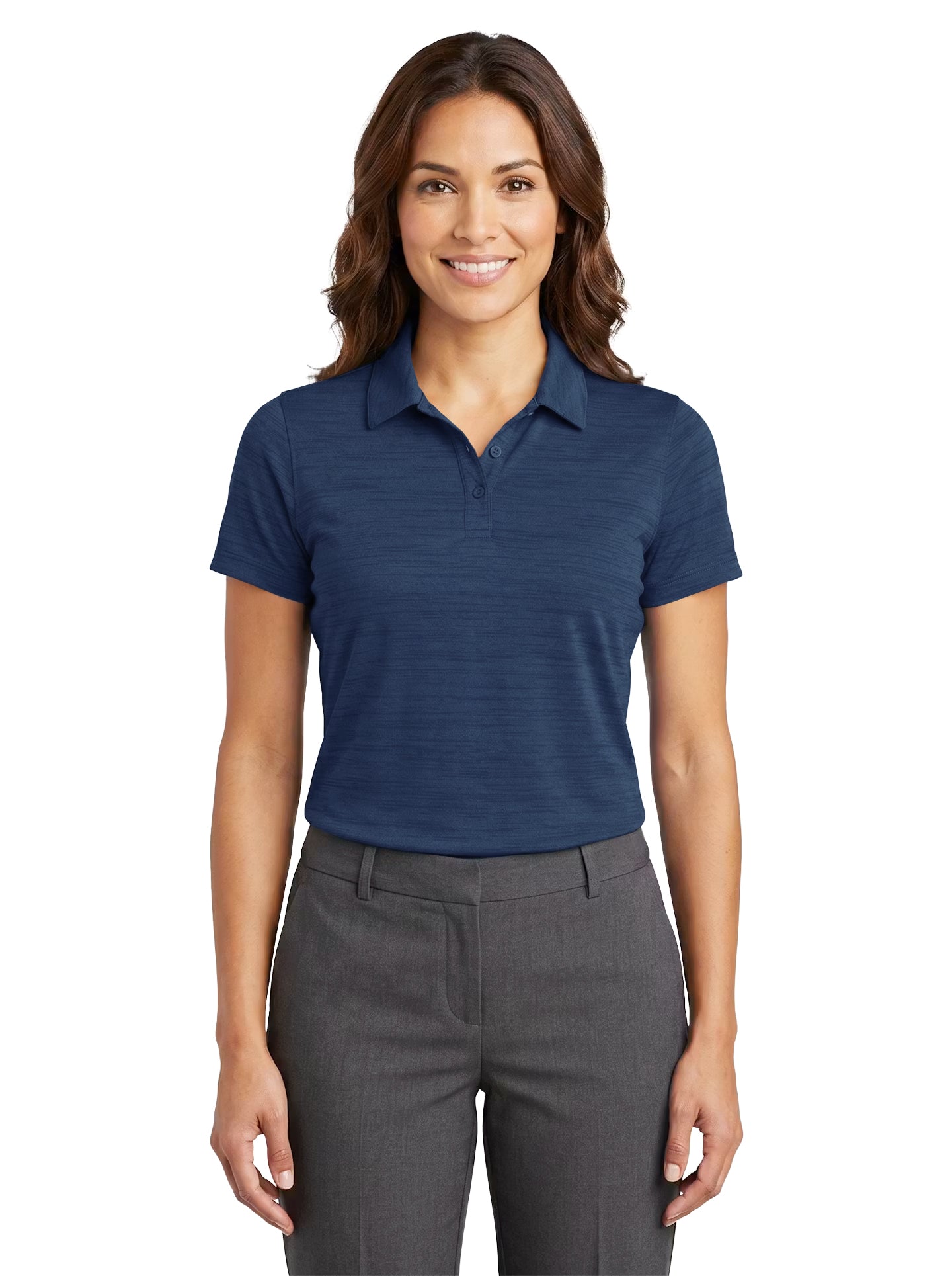 380-TSJ Women's Tiger Stripe Jersey Y-Placket Polo