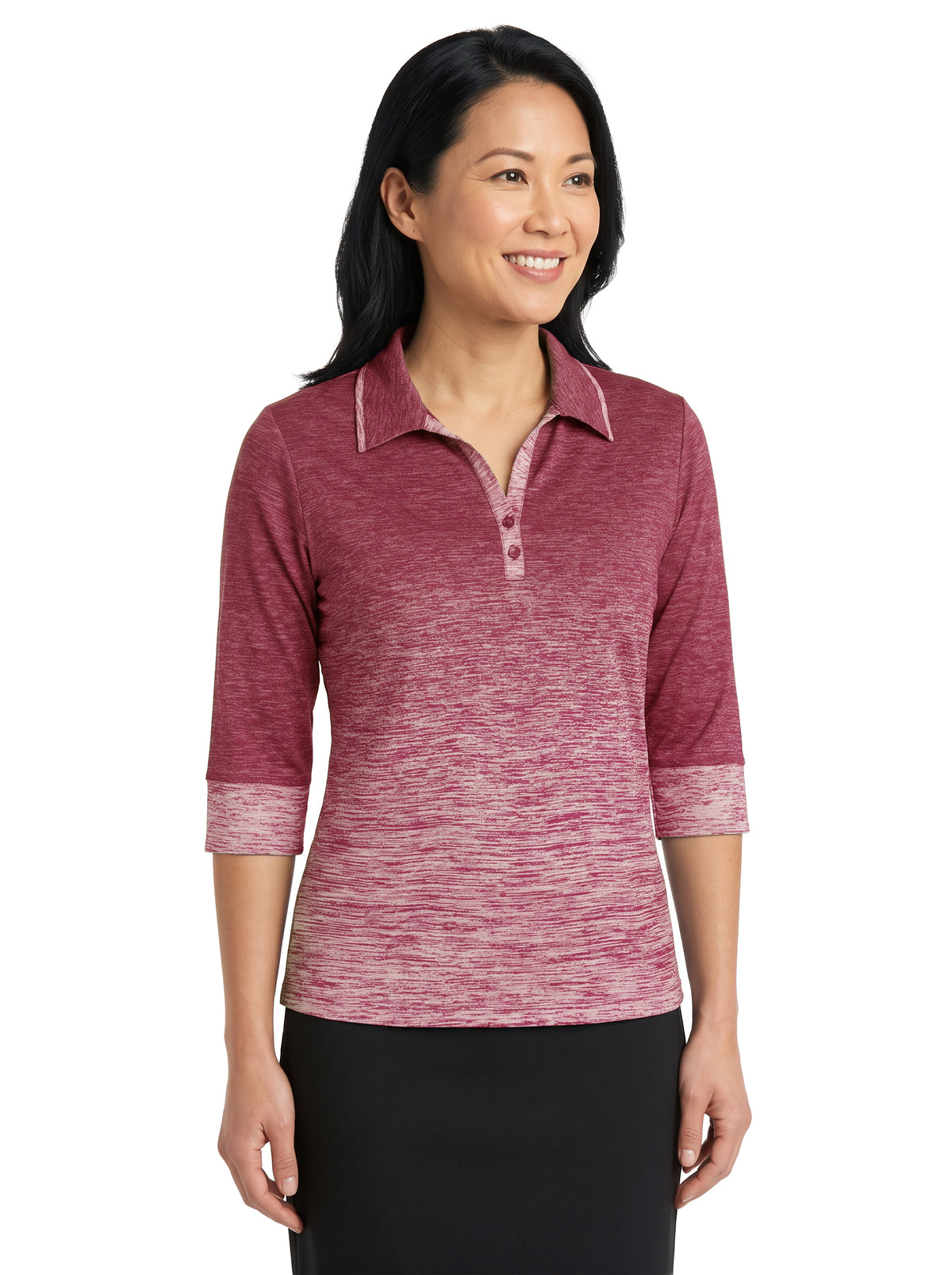 381-OBJ Women's Ombre Jersey 3/4 Sleeve Polo