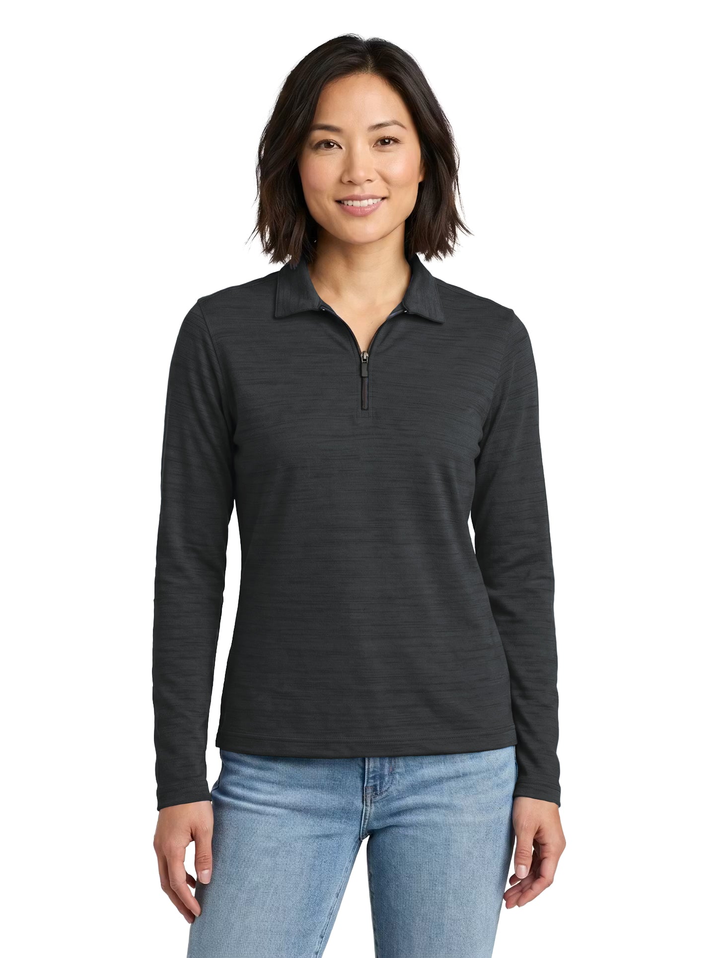 480-TSJ Women's Tiger Stripe Jersey Long Sleeve ¼ Zip Polo