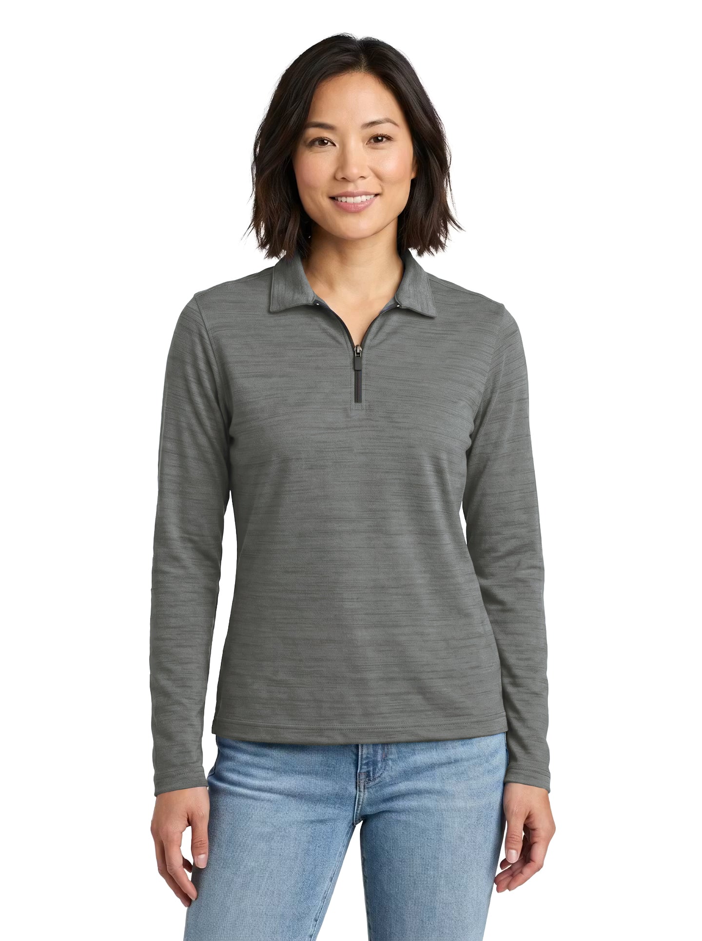 480-TSJ Women's Tiger Stripe Jersey Long Sleeve ¼ Zip Polo