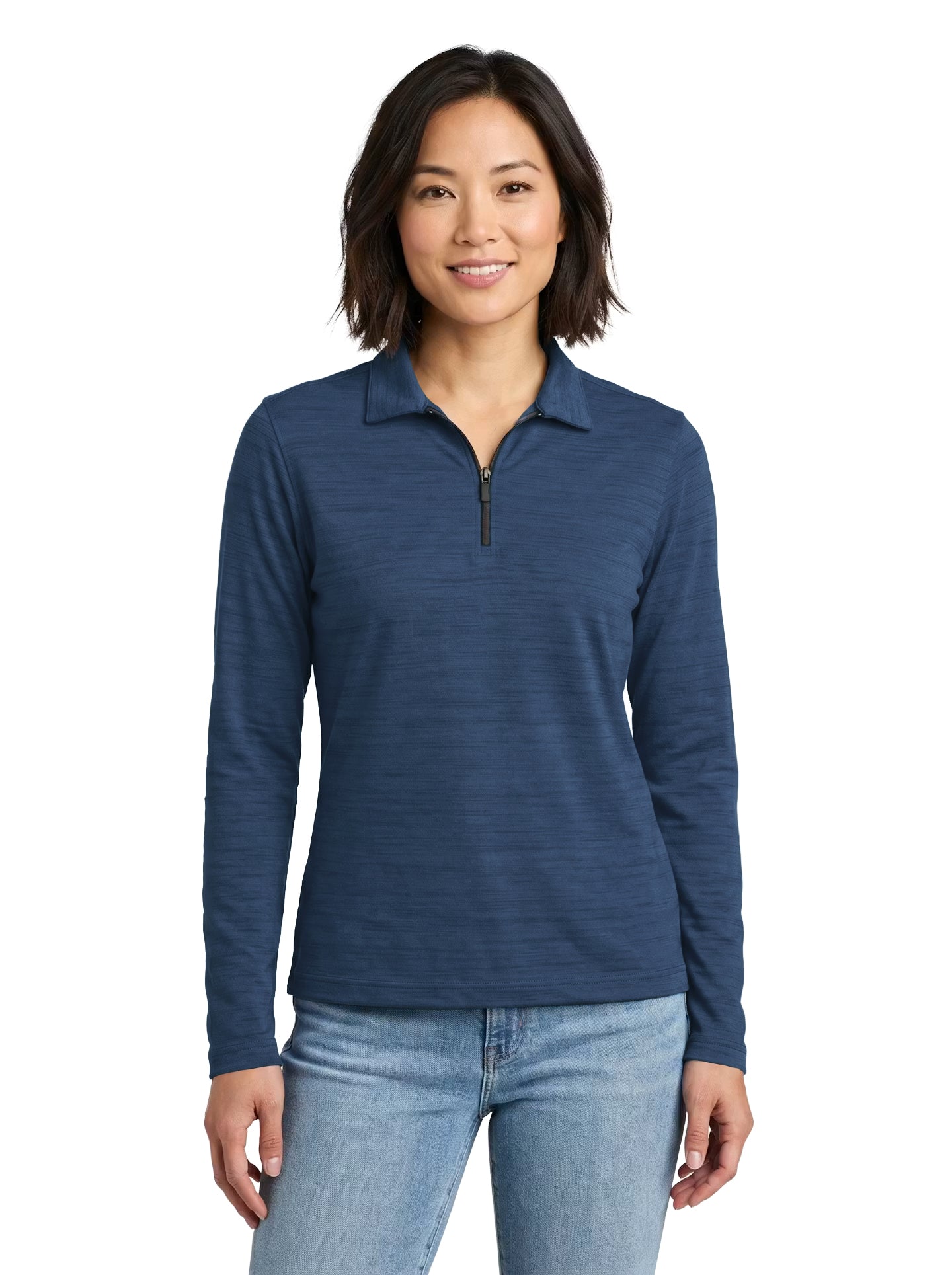 480-TSJ Women's Tiger Stripe Jersey Long Sleeve ¼ Zip Polo
