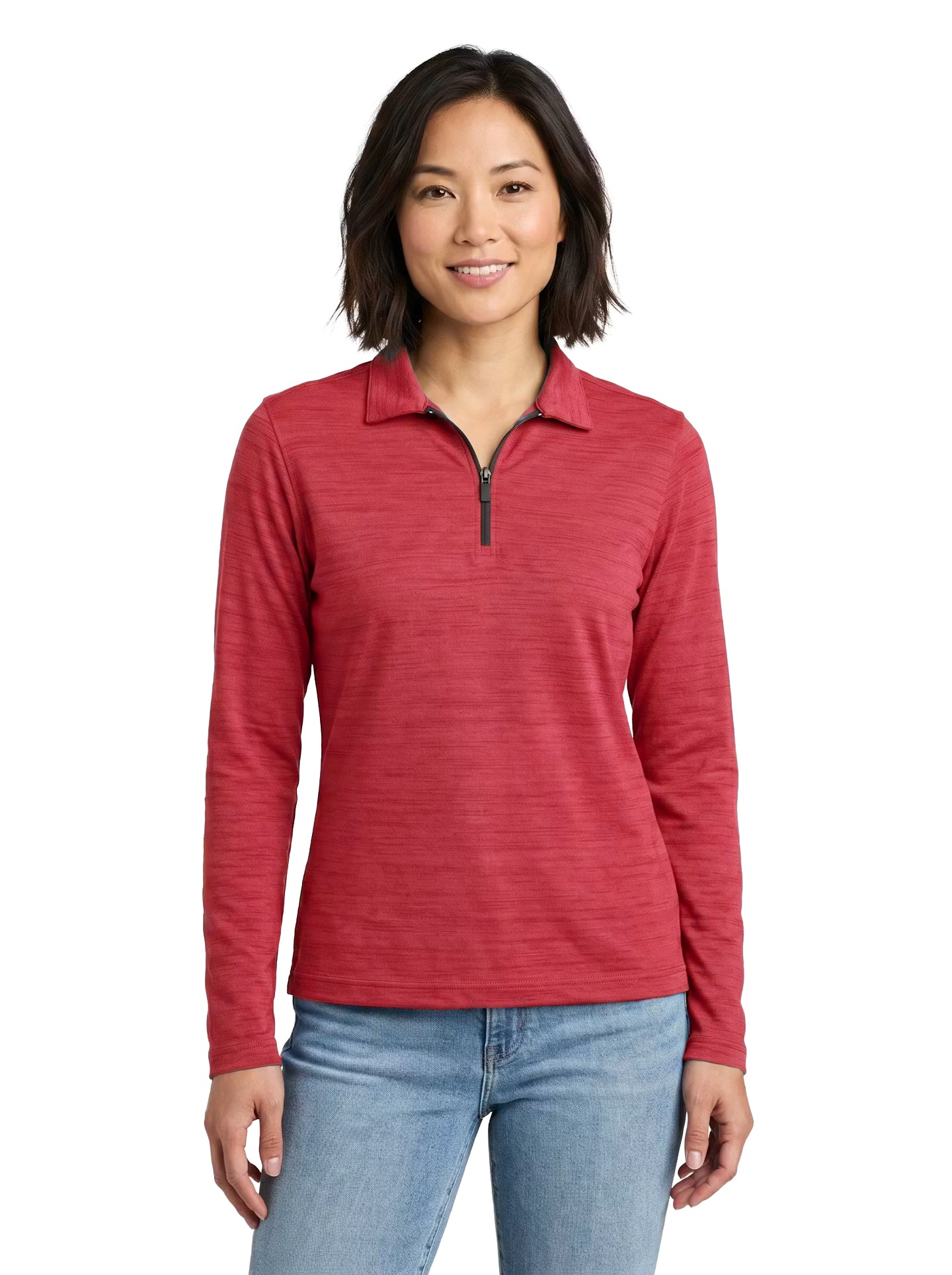 480-TSJ Women's Tiger Stripe Jersey Long Sleeve ¼ Zip Polo