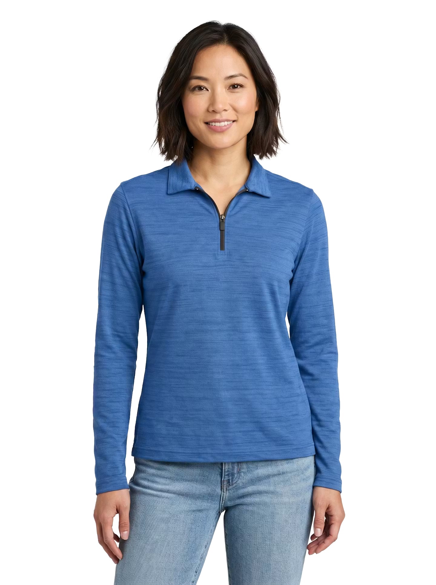 480-TSJ Women's Tiger Stripe Jersey Long Sleeve ¼ Zip Polo