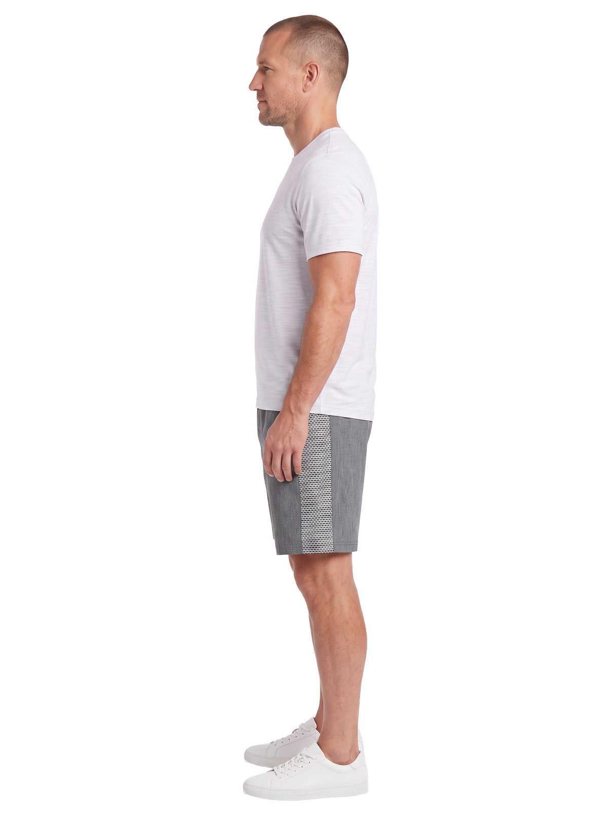5003-CBS Men's Chambray Shorts with Waffle Jacquard Side Panels