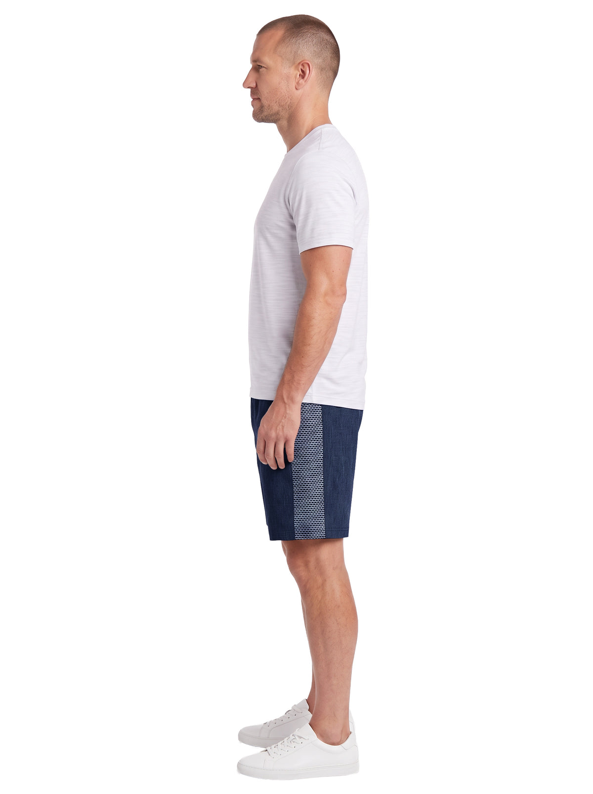5003-CBS Men's Chambray Shorts with Waffle Jacquard Side Panels