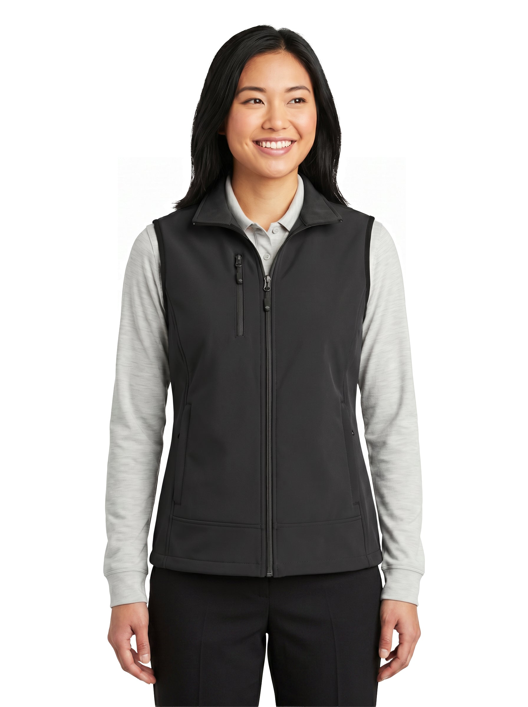 929-S3F Women's 3 Layers Soft Shell Full Zip Vest