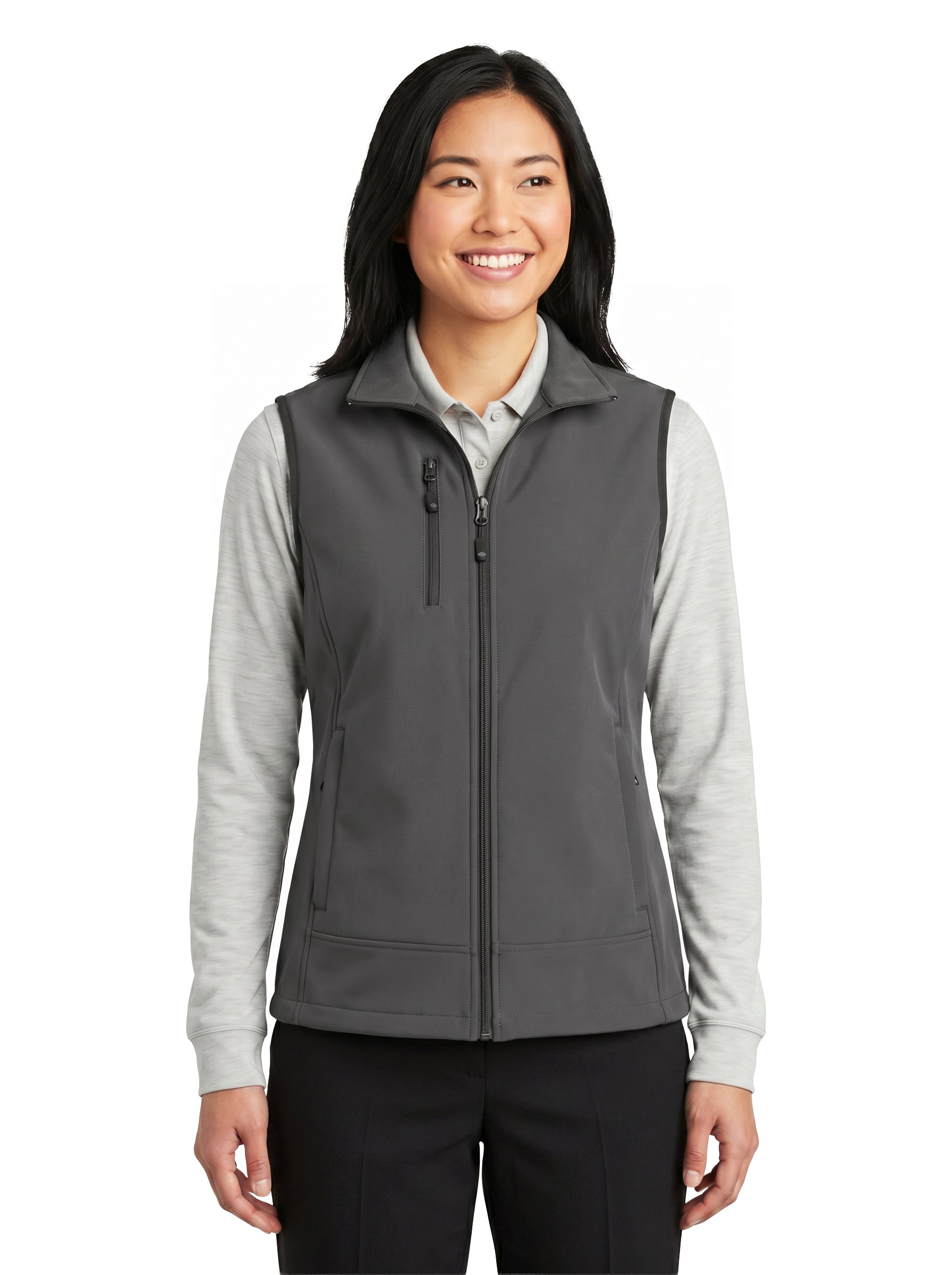 929-S3F Women's 3 Layers Soft Shell Full Zip Vest