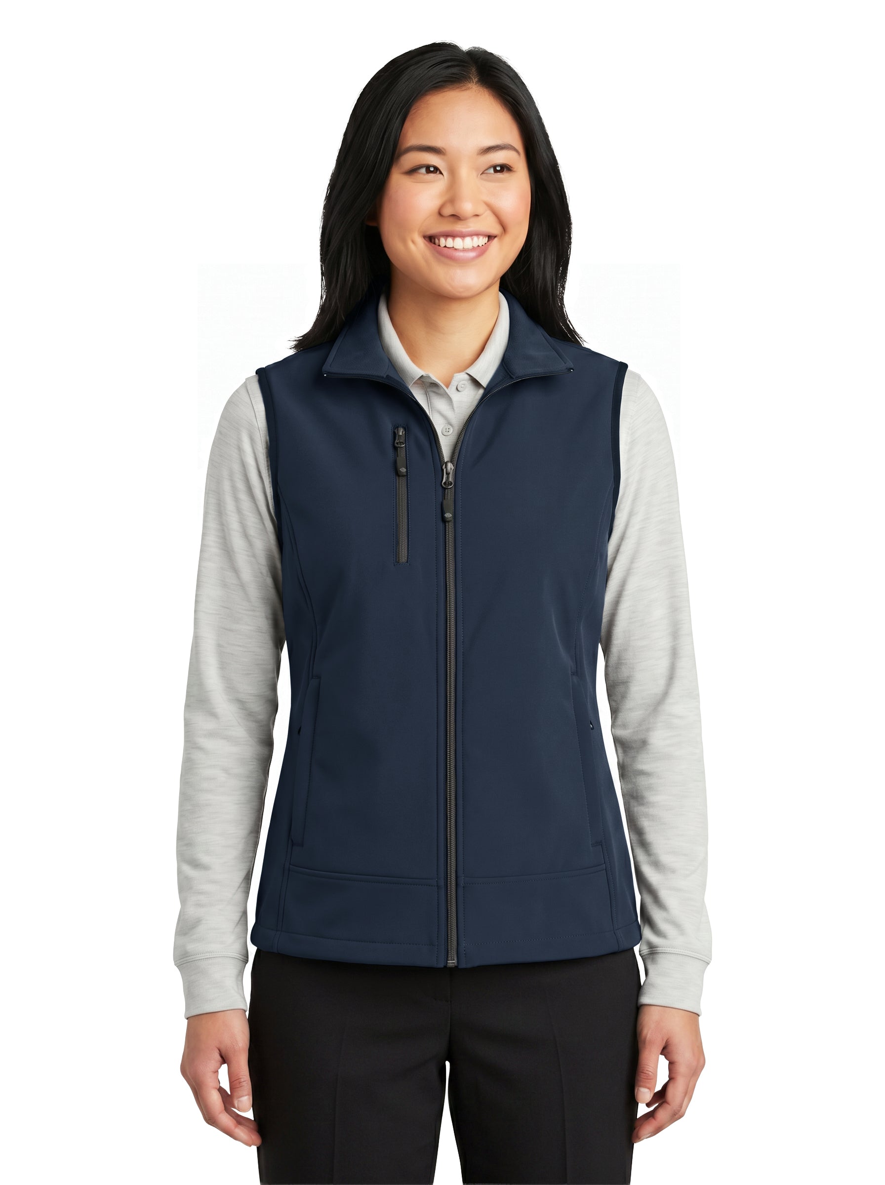 929-S3F Women's 3 Layers Soft Shell Full Zip Vest
