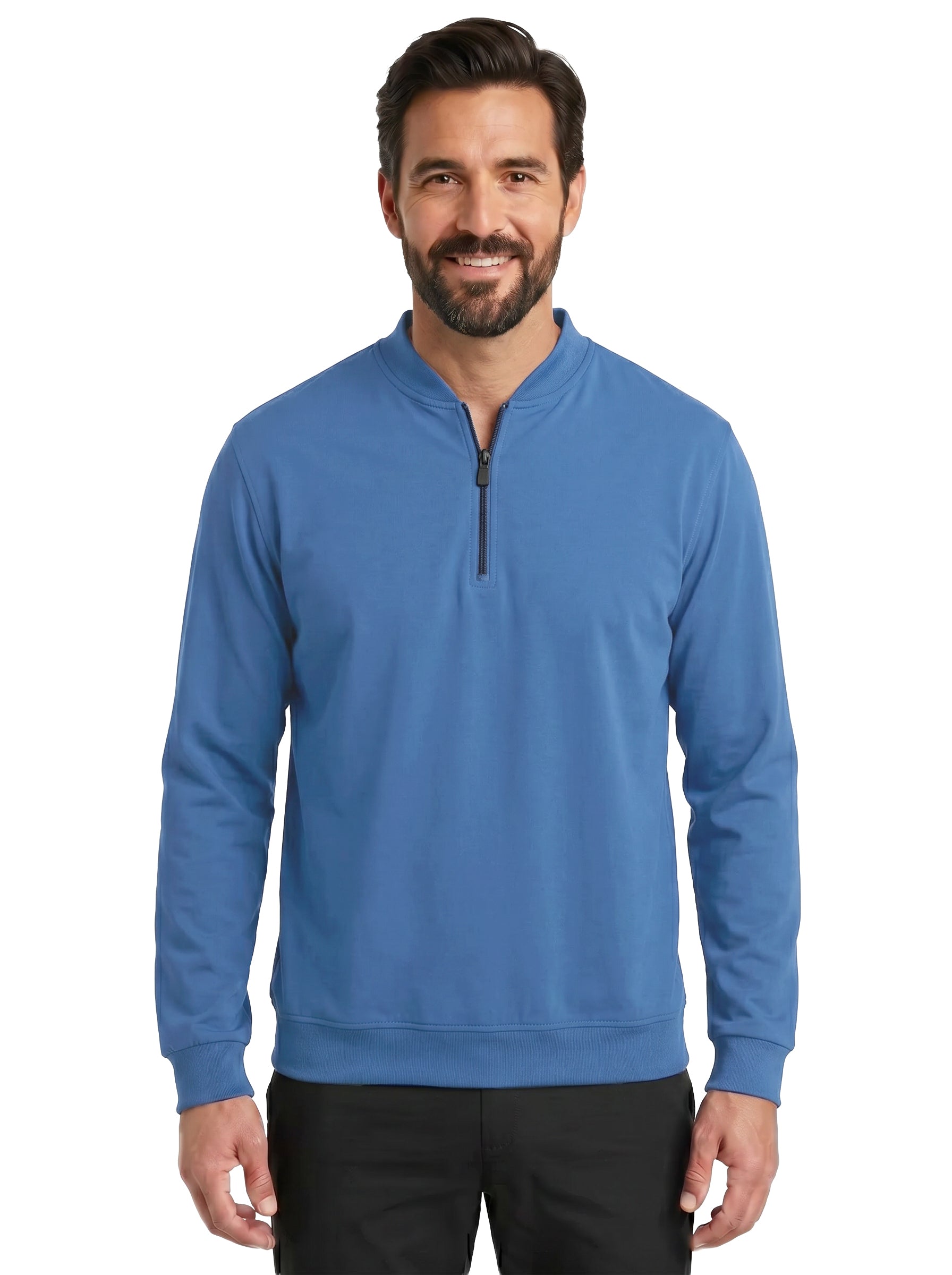 9411-CBS Men's Chambray ¼ Zip Wind Shirt