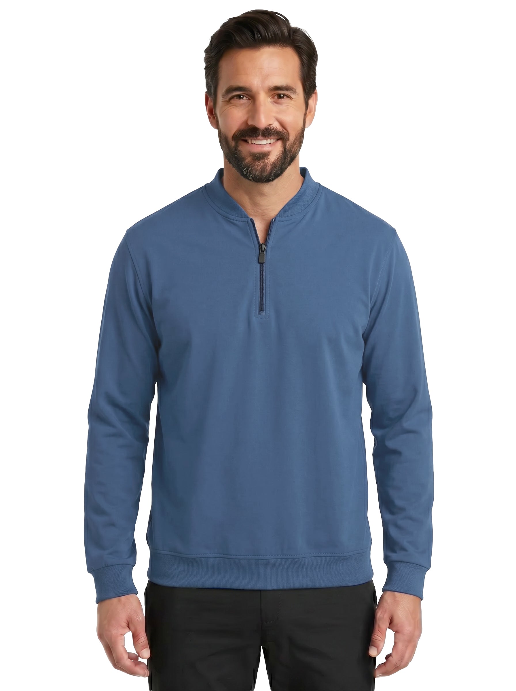 9411-CBS Men's Chambray ¼ Zip Wind Shirt