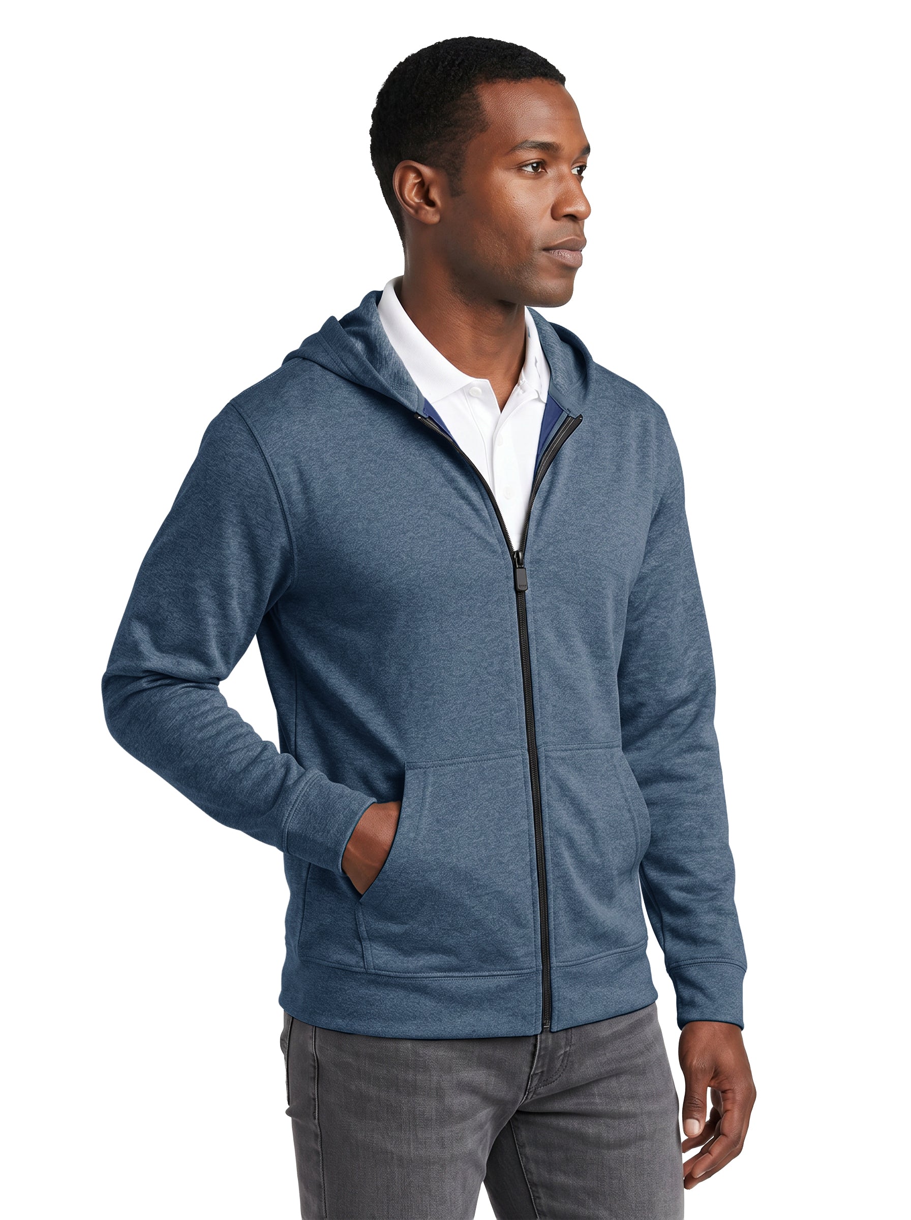 9738-BDI Unisex Bonded Interlock Full Zip Hooded Jacket