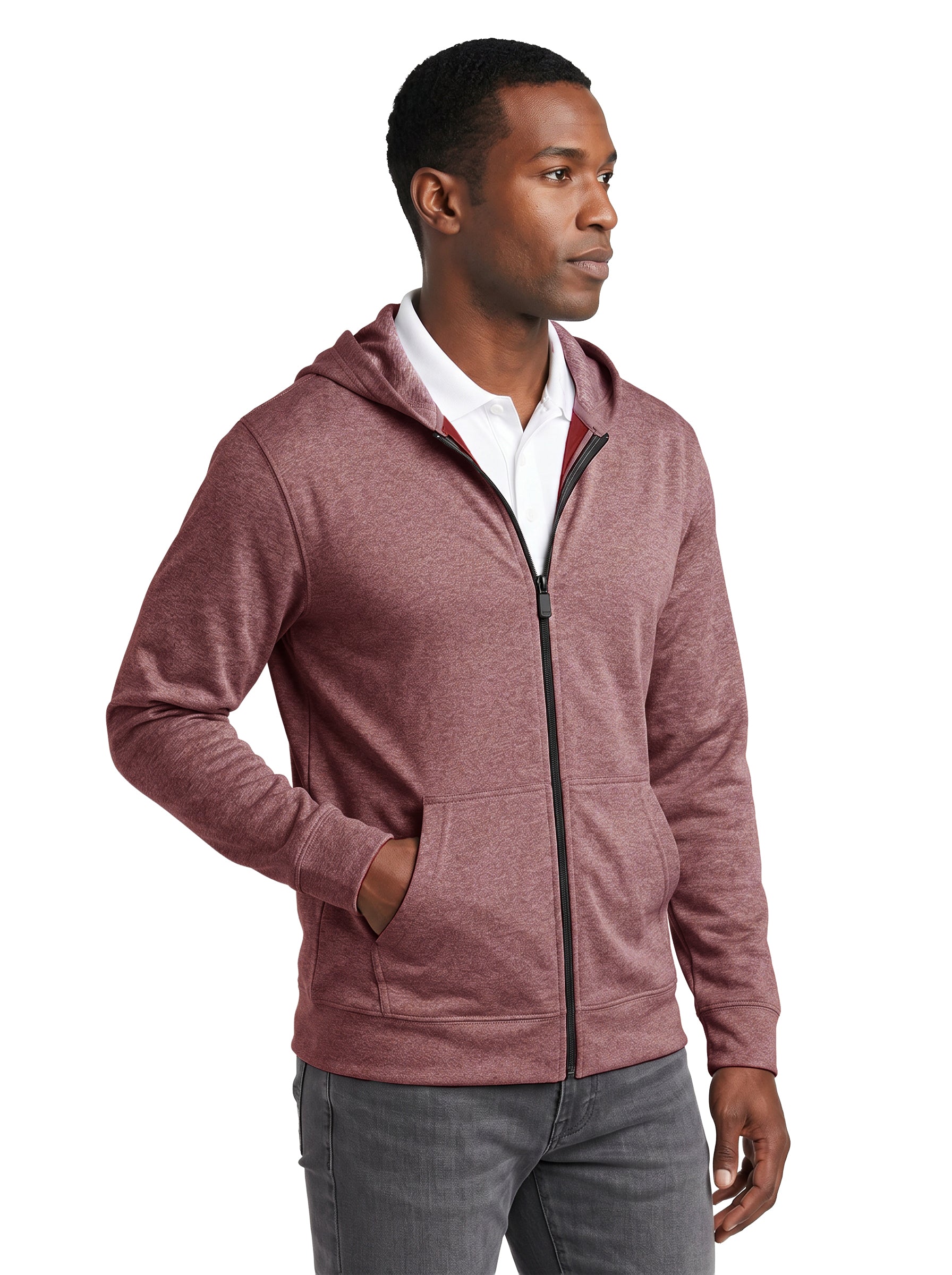 9738-BDI Unisex Bonded Interlock Full Zip Hooded Jacket