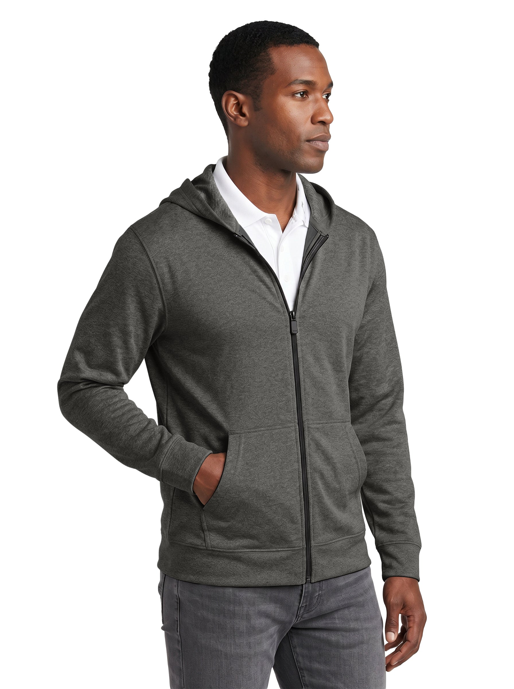 9738-BDI Unisex Bonded Interlock Full Zip Hooded Jacket