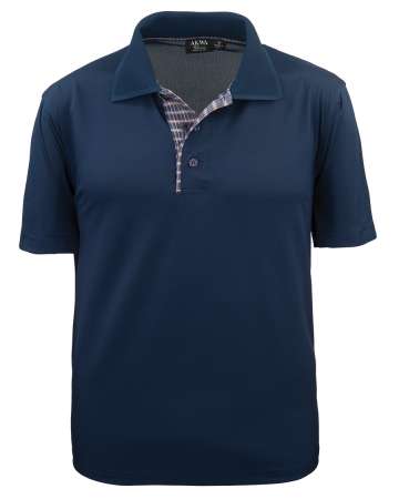 1345-AQD Men's Plaid Placket Polo