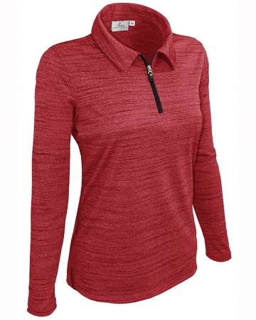 480-TSJ Ladies' Long Sleeve Quarter Zip Polo Tiger Stripe Jersey