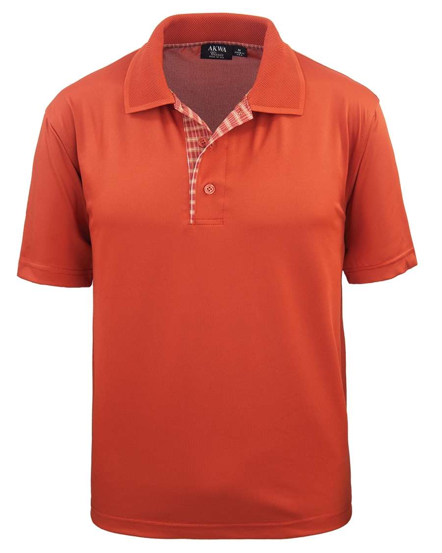 AKWA 1345-AQD Men's Plaid Placket Polo
