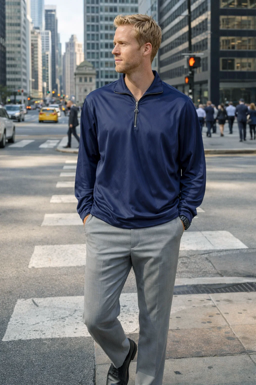 1418-BDJ Men's Bonded Jersey 1/4 Zip Windshirt - PRODUCTS