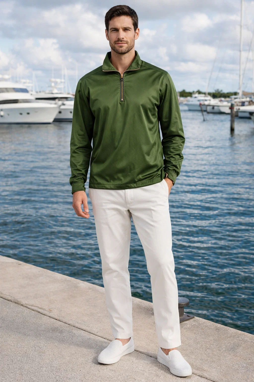 1418-BDJ Men's Bonded Jersey 1/4 Zip Windshirt - PRODUCTS