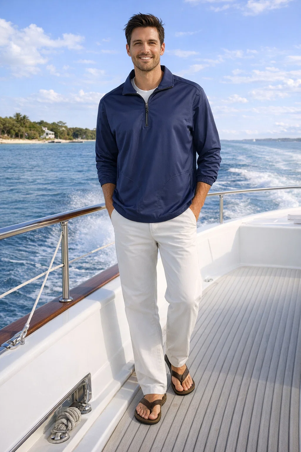 1419-BDJ Men's Bonded Jersey 1/4 Zip Windshirt