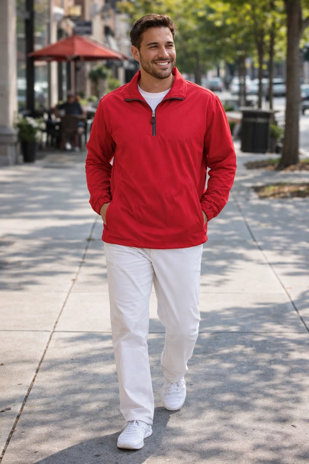 1419-BDJ Men's Bonded Jersey 1/4 Zip Windshirt