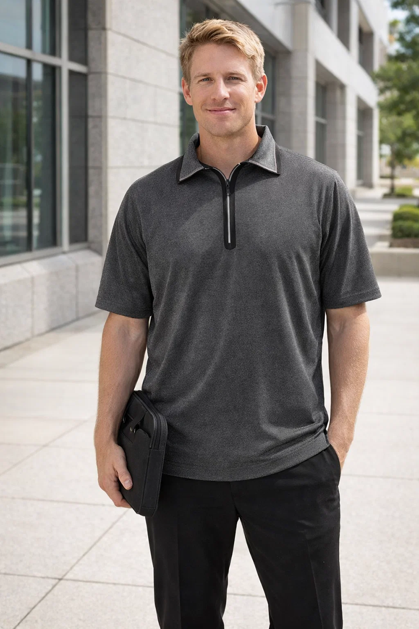1442-AQD Men's Aqua-Dry 1/4 Zip Polo - POLOS - PRODUCTS