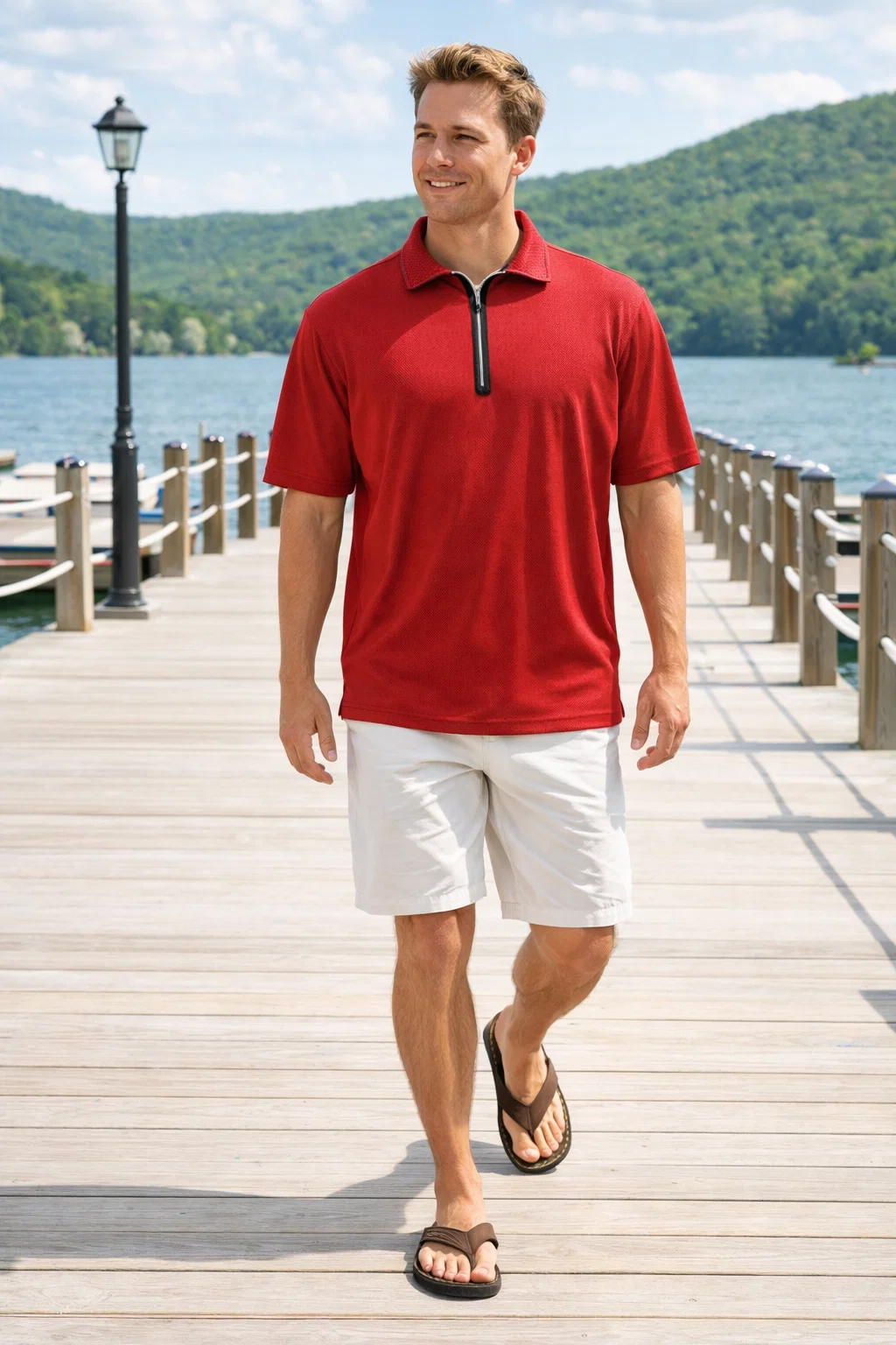 1442-AQD Men's Aqua-Dry 1/4 Zip Polo - POLOS - PRODUCTS