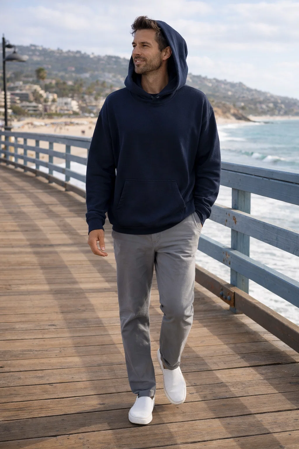 AKWA 1736-CVC Men's Pullover Fleece Hoodie