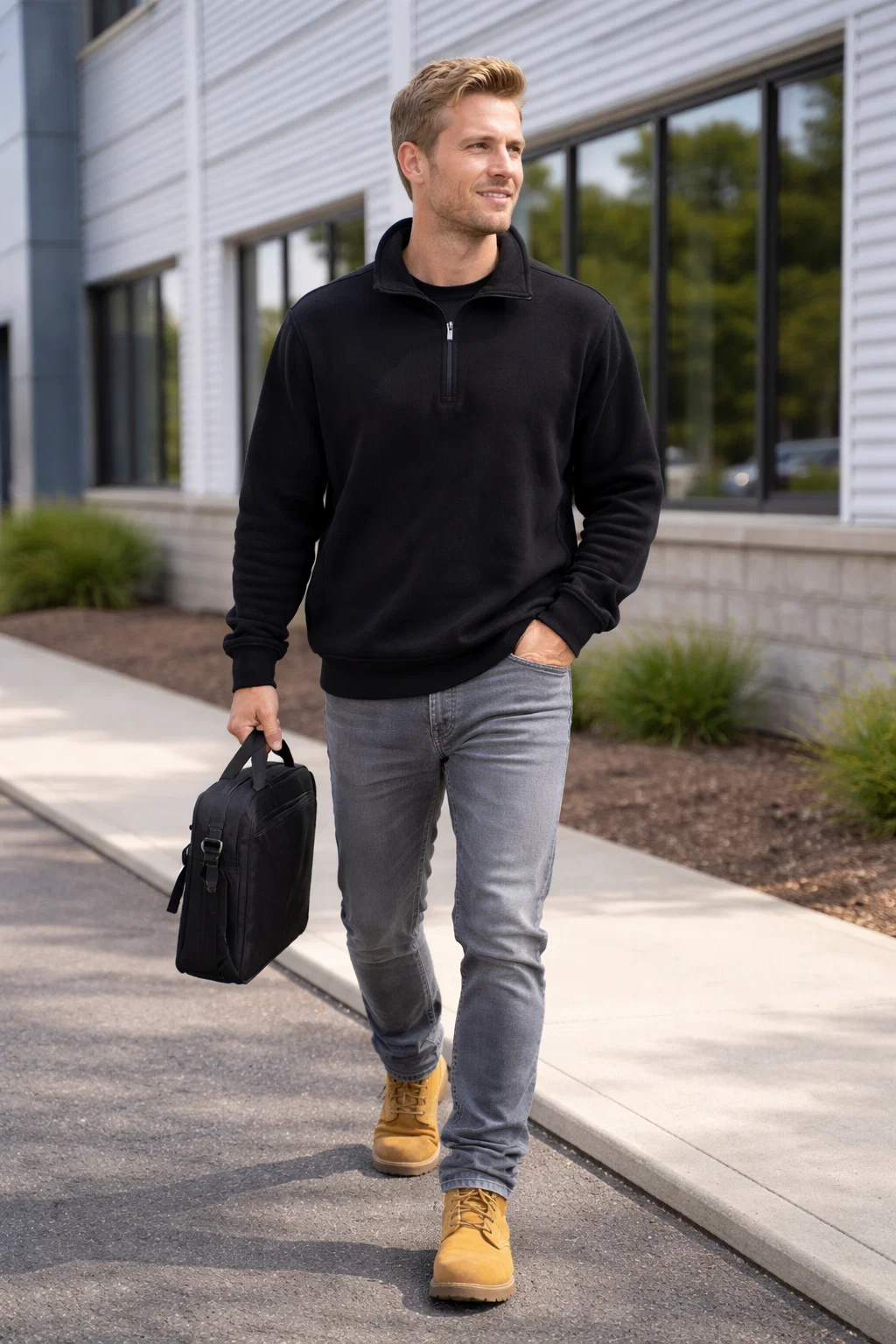 AKWA 1741-CVC Men's 1/4 Zip Fleece