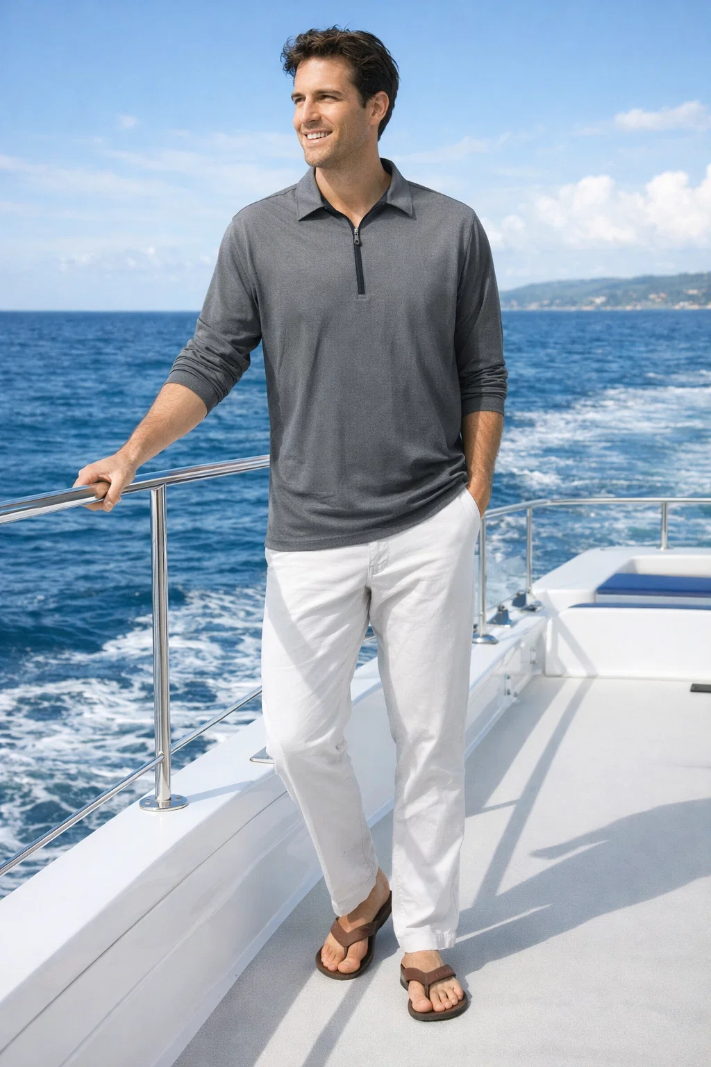 2401-DSJ Men's Double Sueded Jersey L/S 1/4 Zip Polo - PRODUCTS