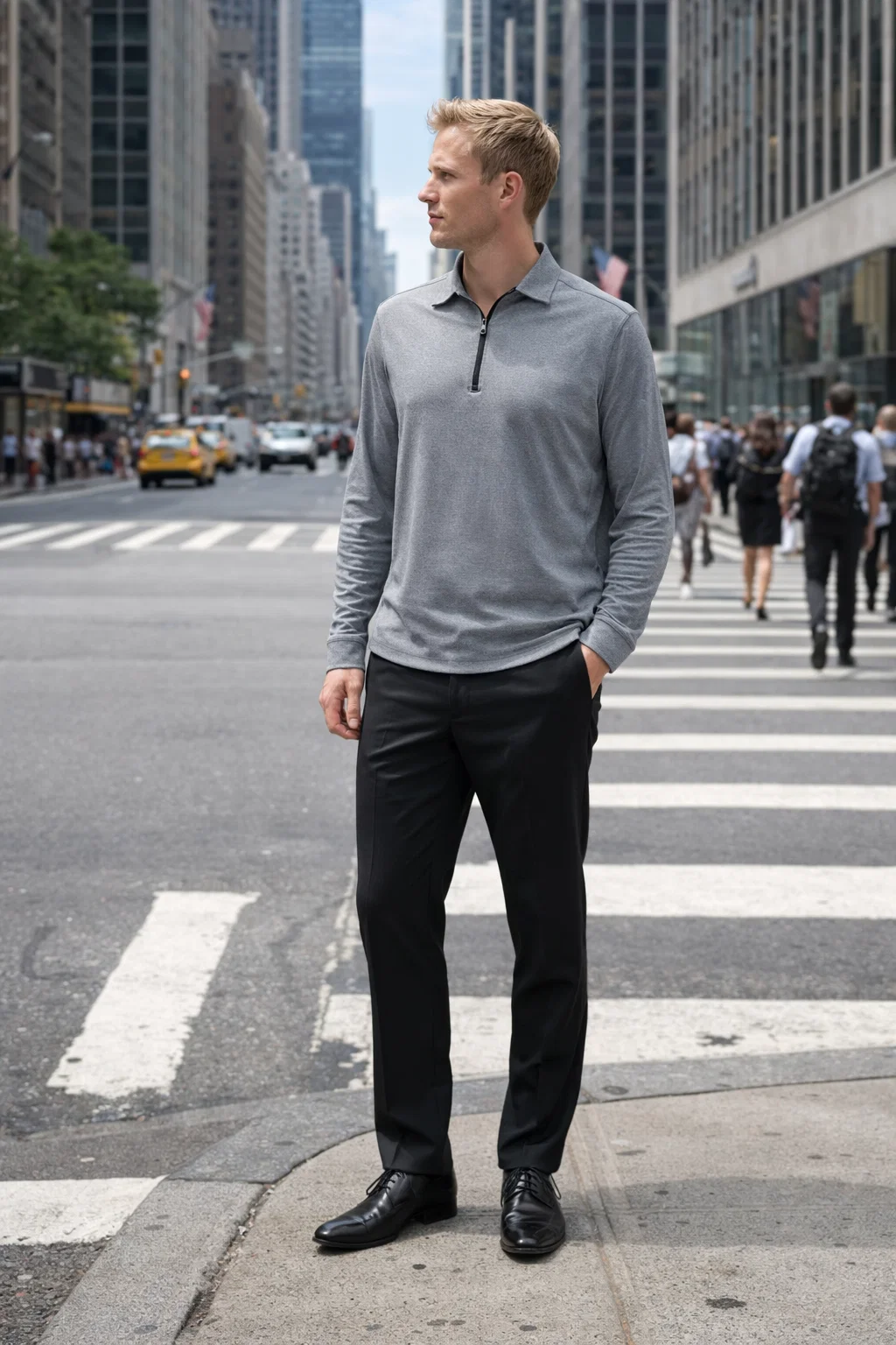 2401-DSJ Men's Double Sueded Jersey L/S 1/4 Zip Polo - PRODUCTS
