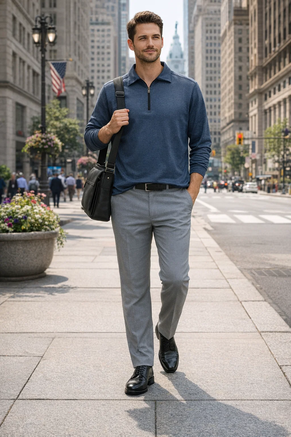 2401-DSJ Men's Double Sueded Jersey L/S 1/4 Zip Polo - PRODUCTS