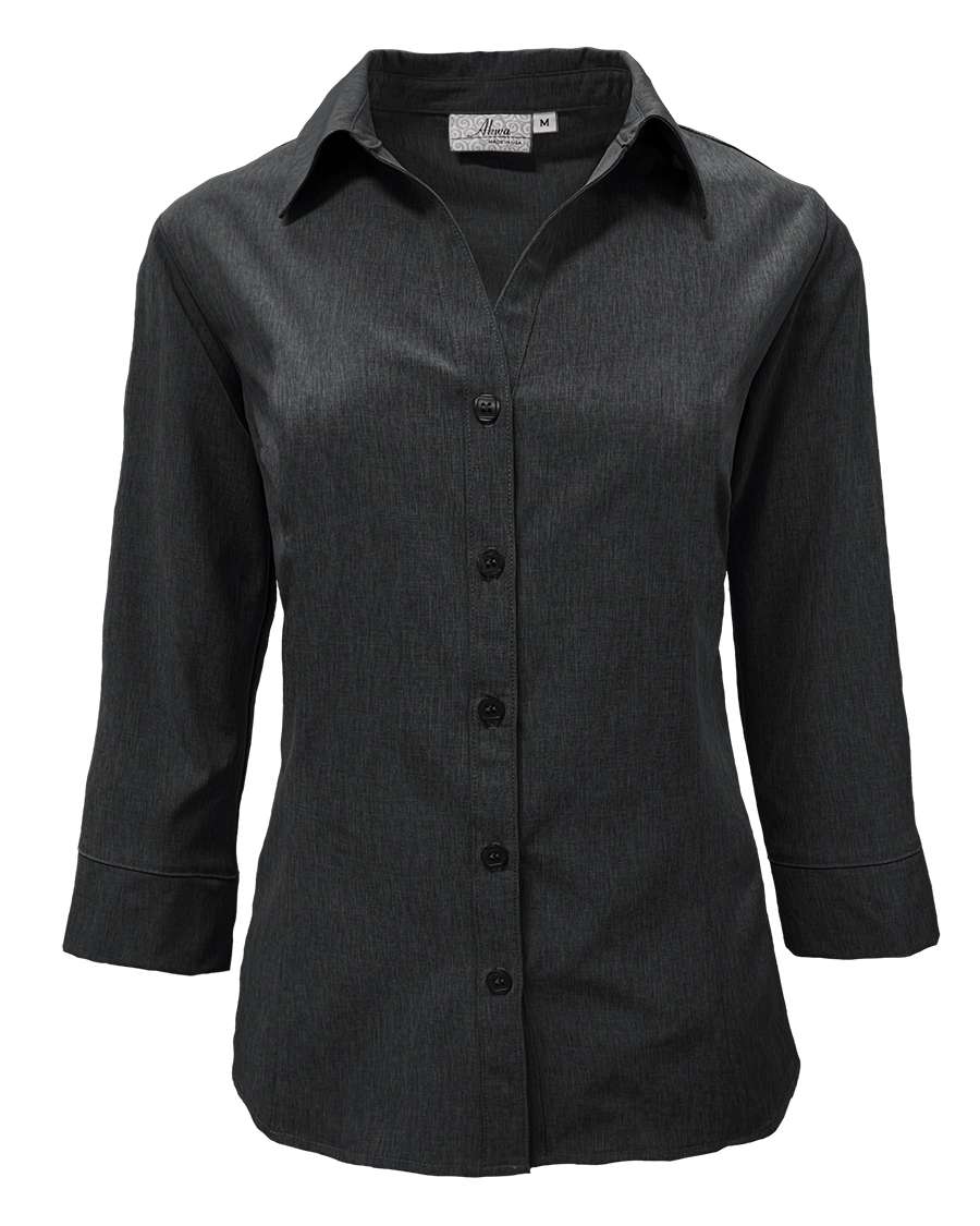 ladies black dress shirt Women's Black, Long-Sleeve Form-Fitted misses dress Shirt Cinch Women's Long Sleeve Solid